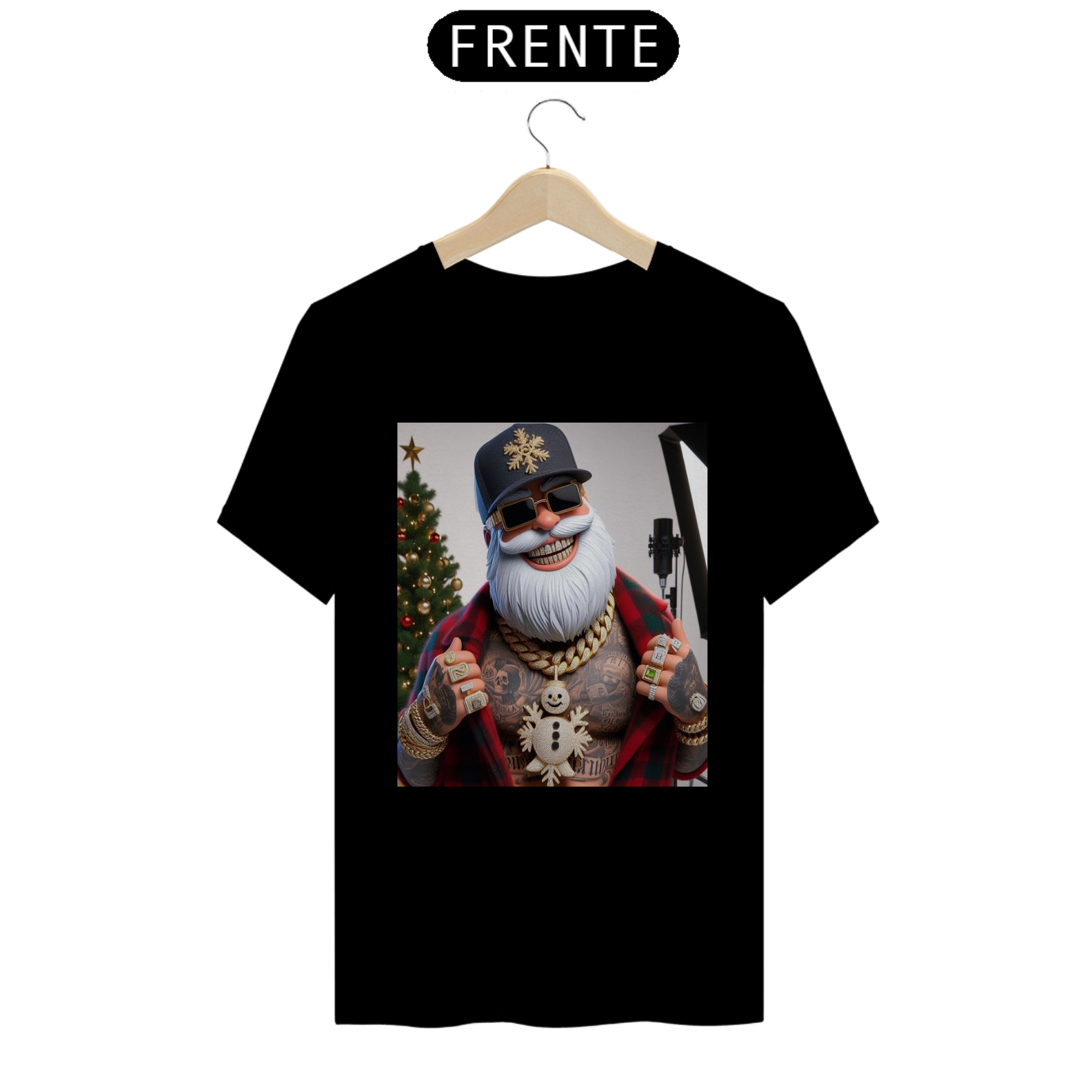 Nome do produto: Camiseta T-Shirt Quality Papai Noel Dark