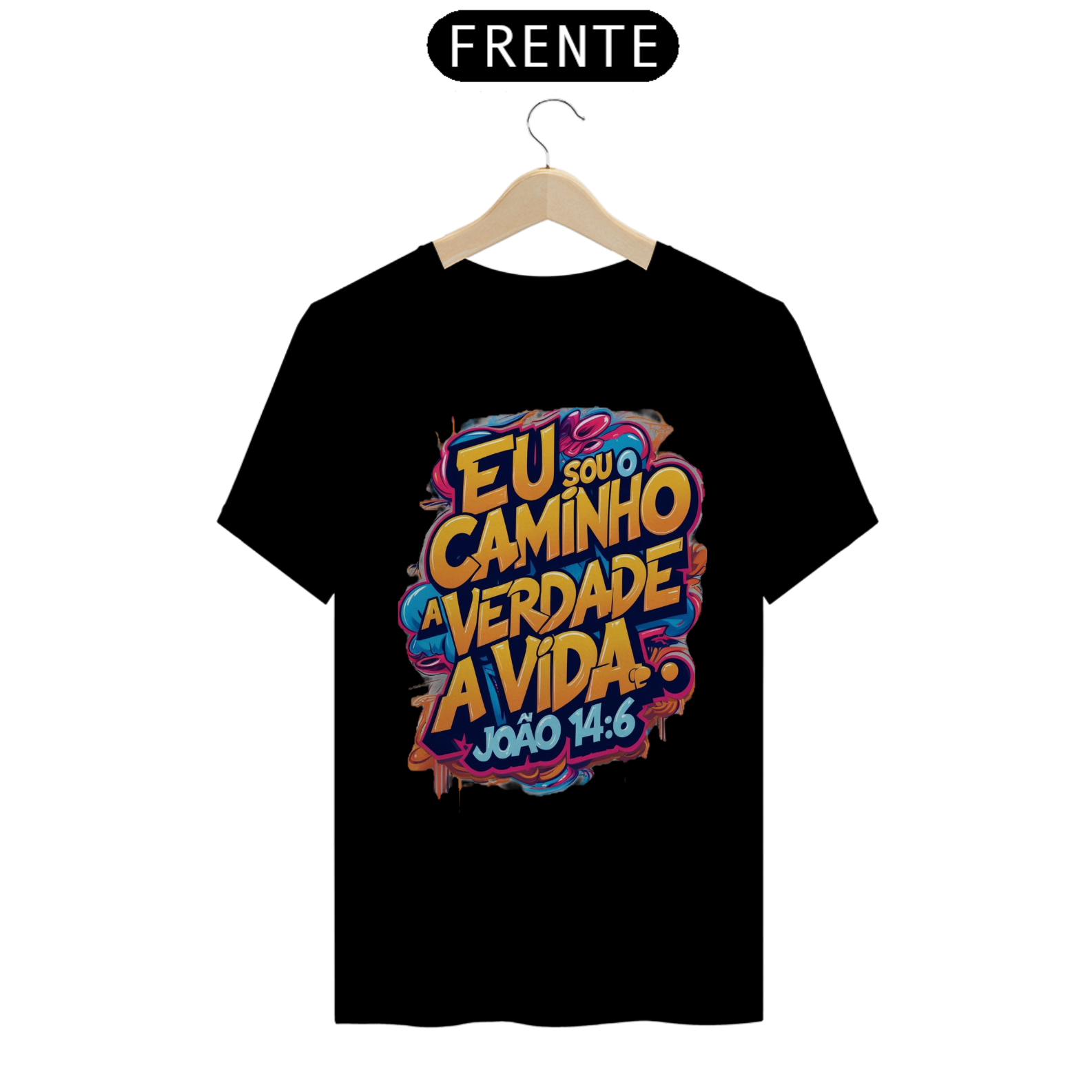 Nome do produto: CAMISETA PRETA JOÃO 14:16