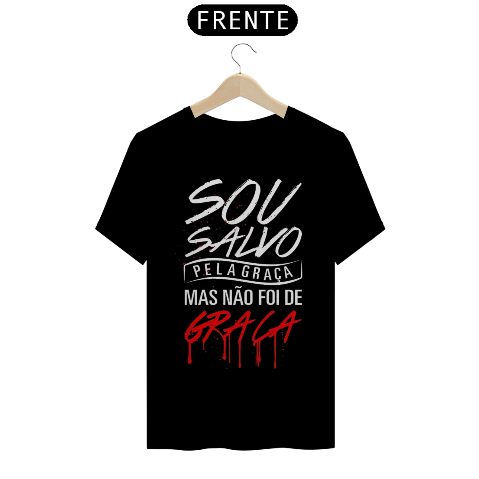 Nome do produto: CAMISETA PRETA ,SALVO PELA GRAÇA
