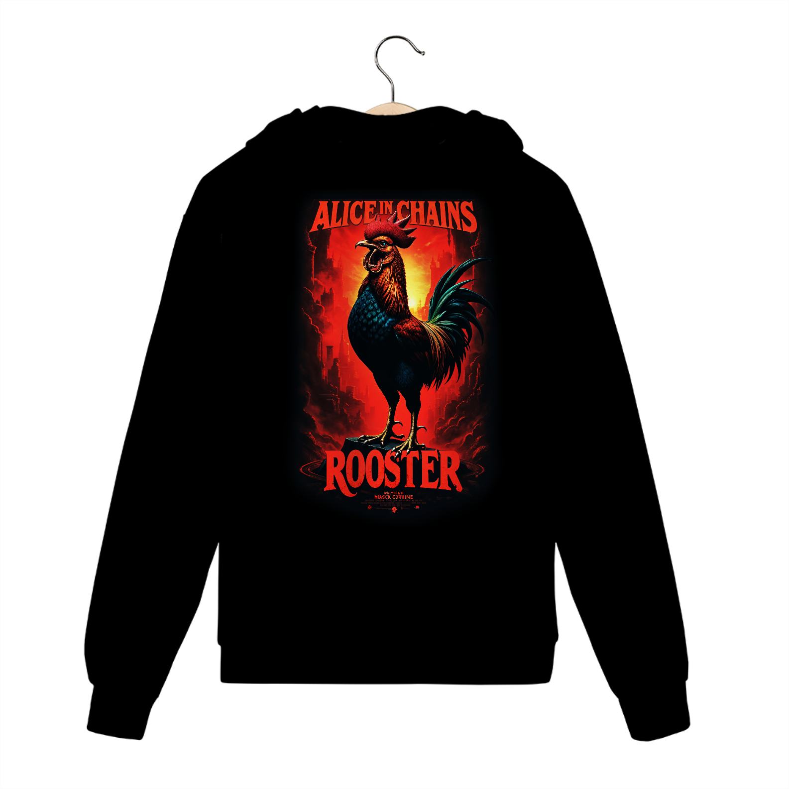 Nome do produto: Casaco de Ziper Preto Alice in Chains Rooster