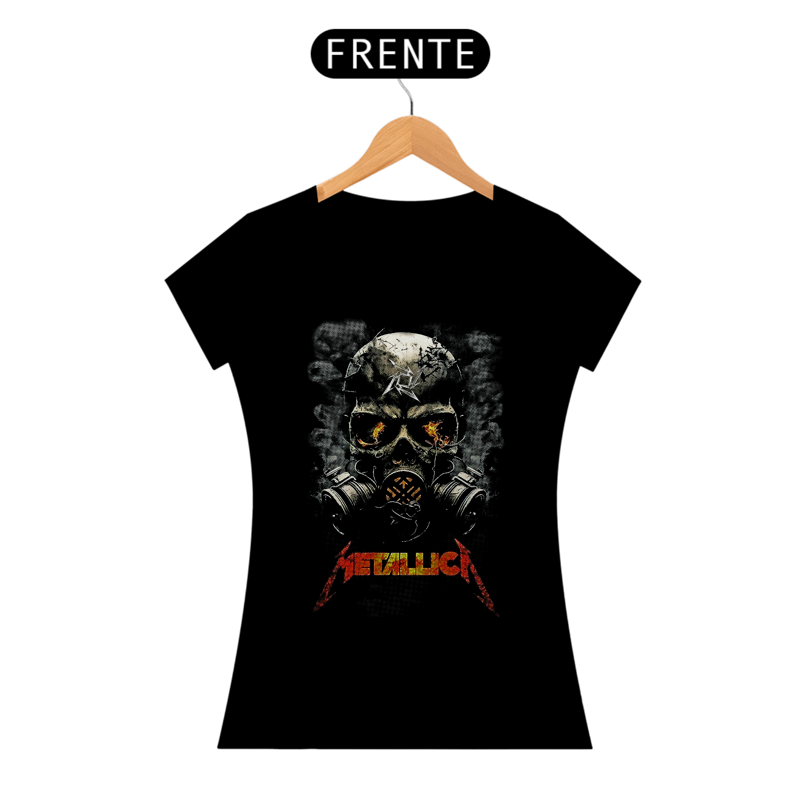 Nome do produto: Camisa Babylook Metallica Black Skull