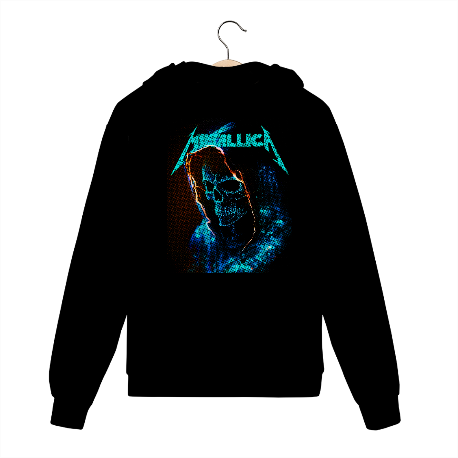 Nome do produto: Casaco de Moletom de Zíper Metallica Black Skull