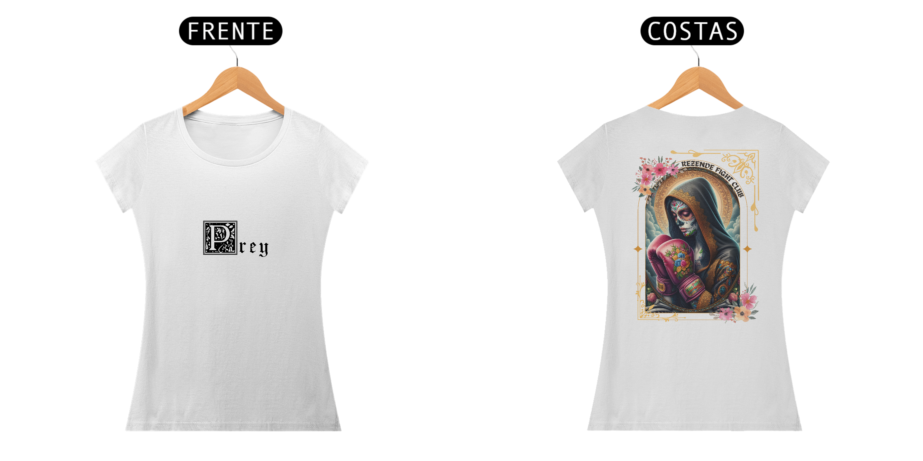 Nome do produto: Santa de Los Muertos (Baby Long Prime Feminino + Escrita Preta)