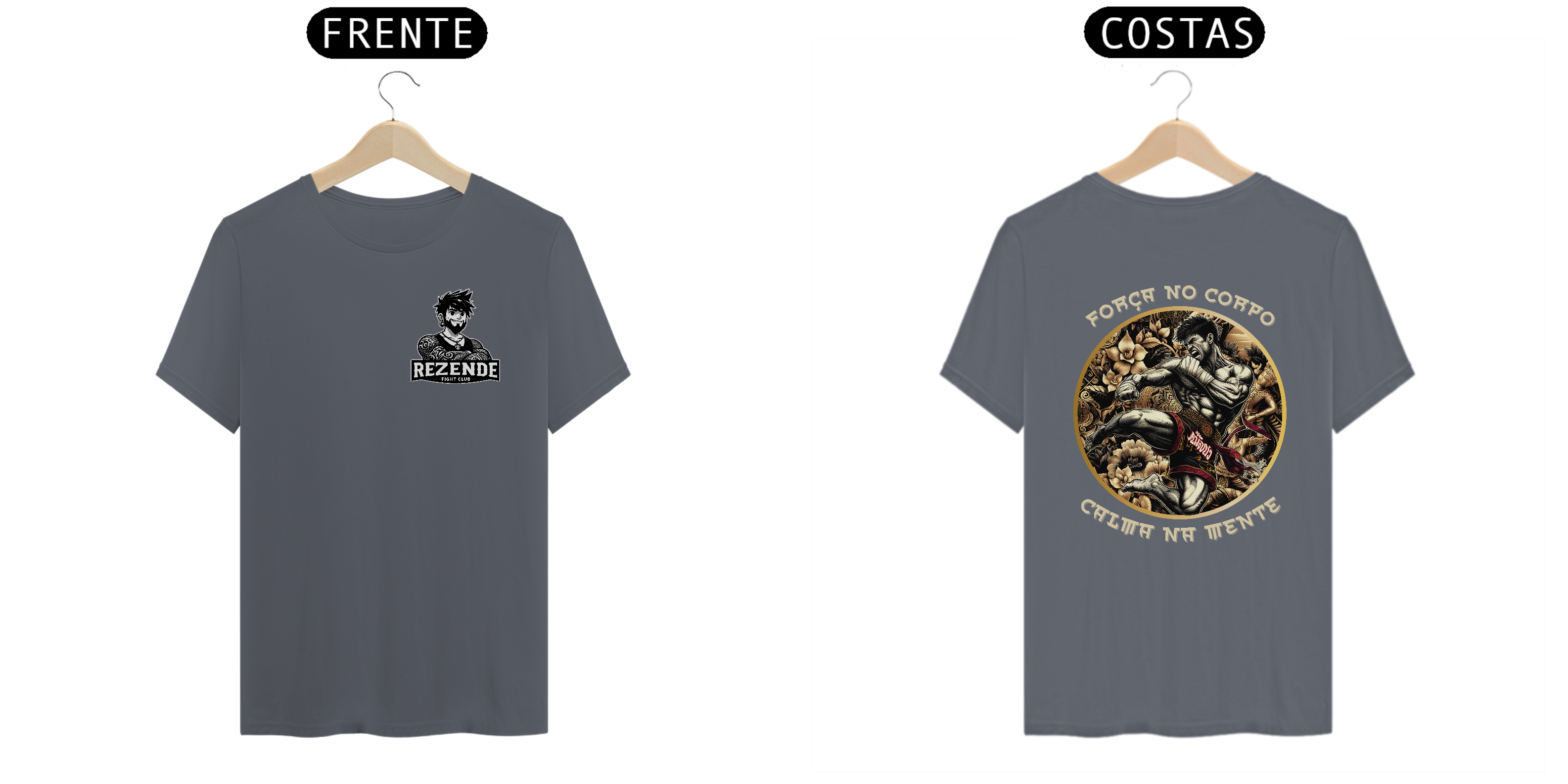 Nome do produto: Força no Corpo & Calma Na Mente (Algodão pima + Escrita branca)