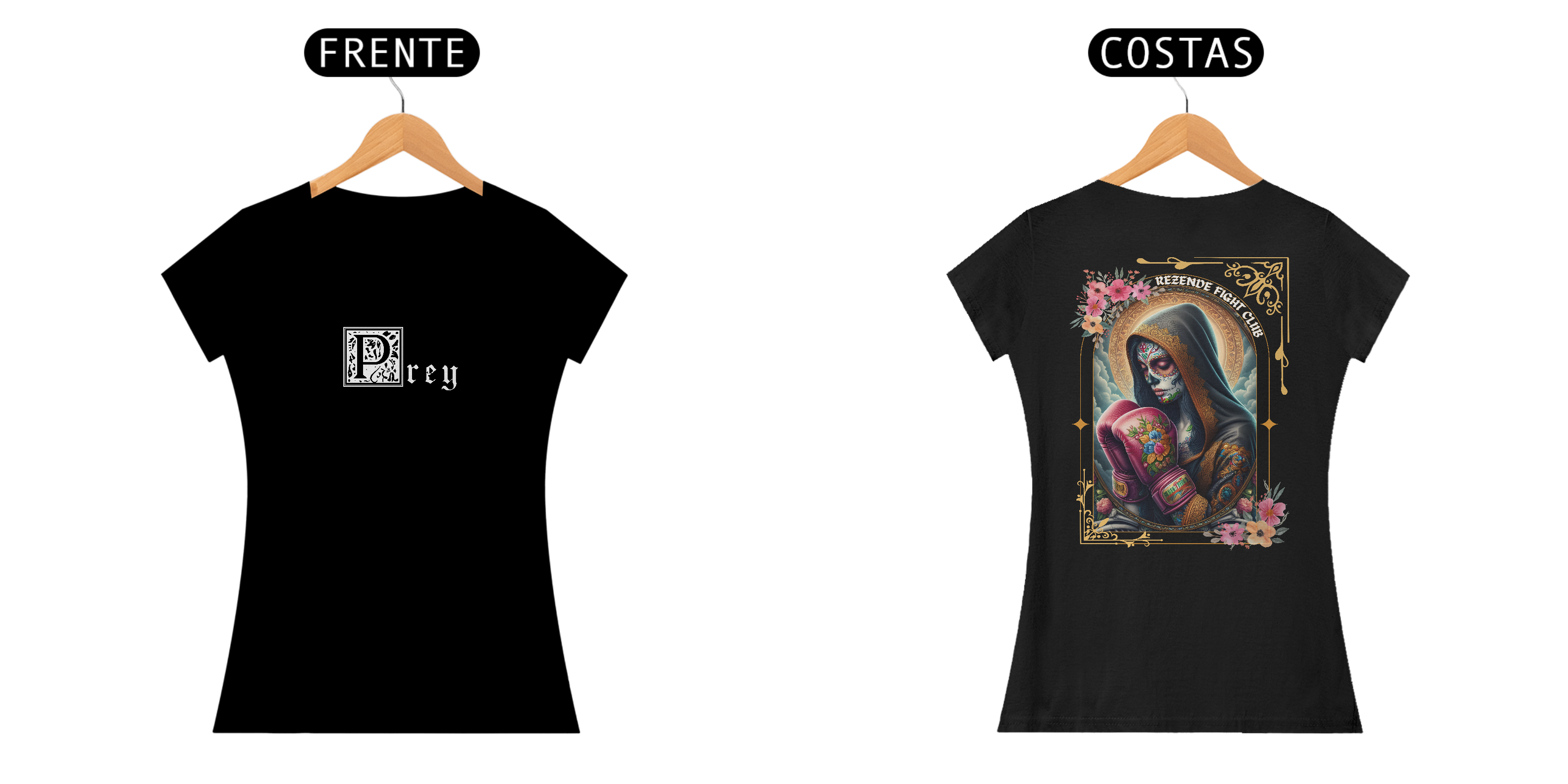 Nome do produto: Santa De Los Sparrings (Baby long Prime Feminino + Escrita Branca)