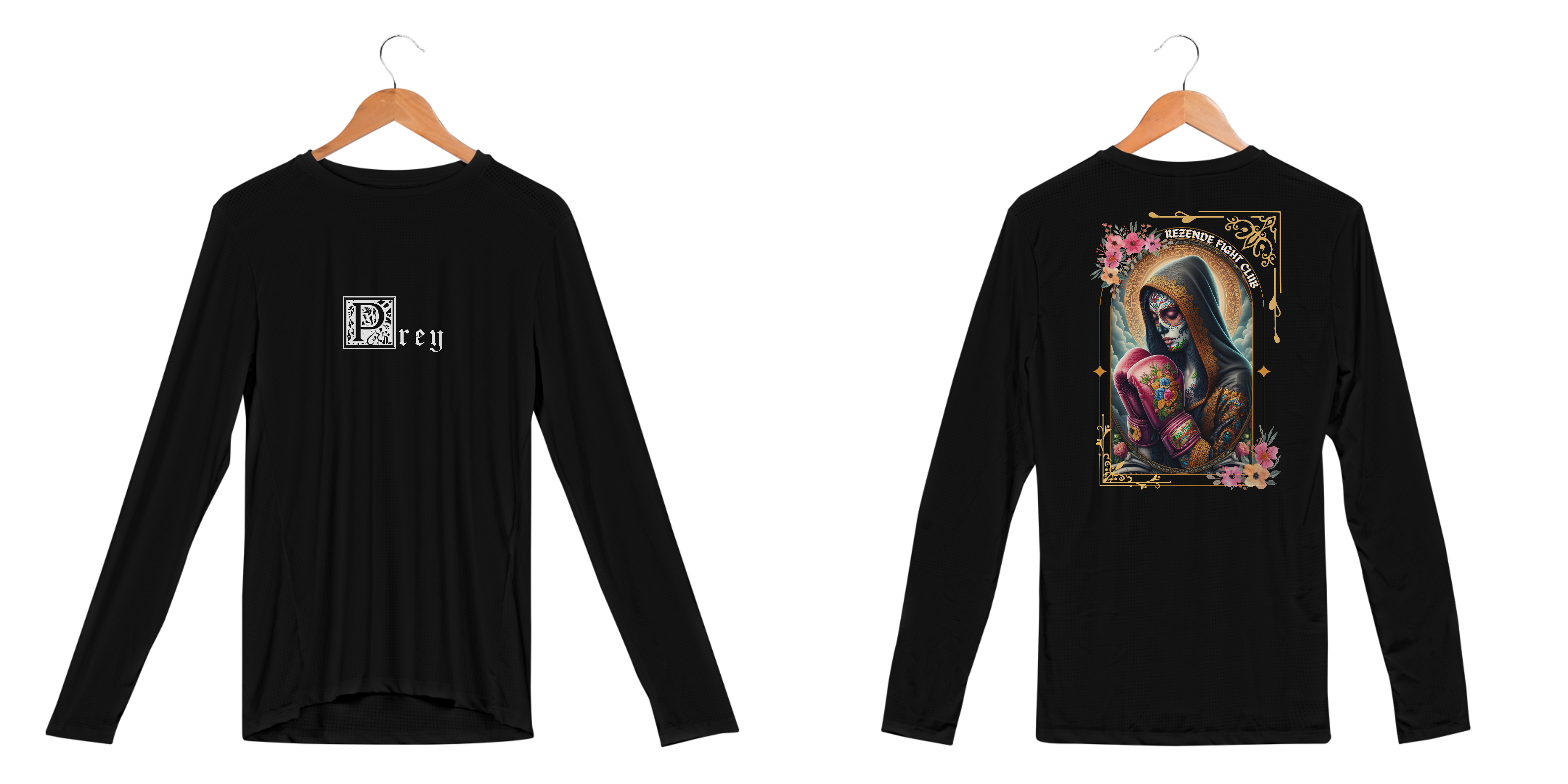 Nome do produto: Santa de Los Sparrings (Manga Longa Sport DRY + Escrita Branca)