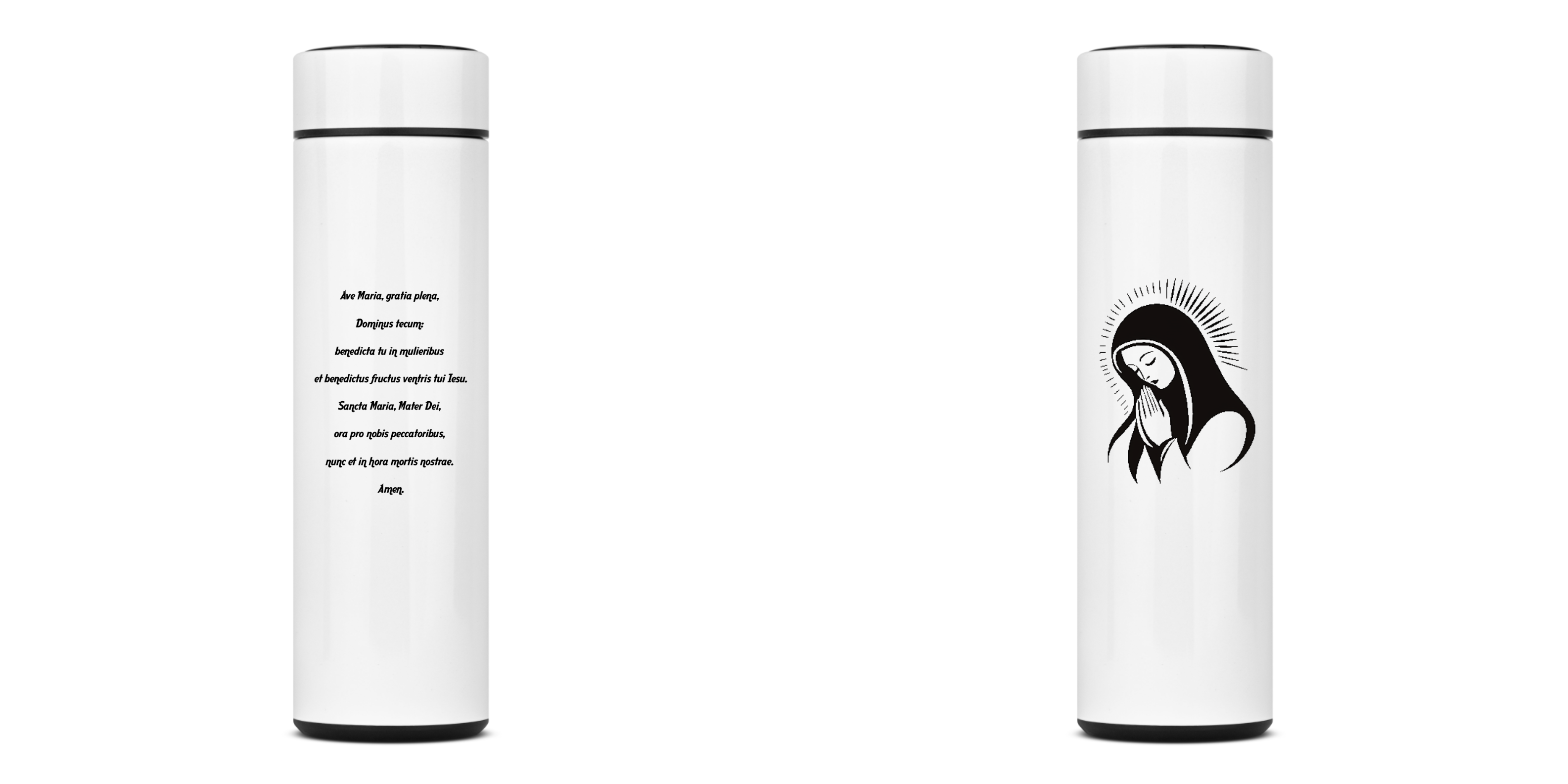 Nome do produto: Garrafa Térmica Ave Maria gratia plena; oração em latim / ícone