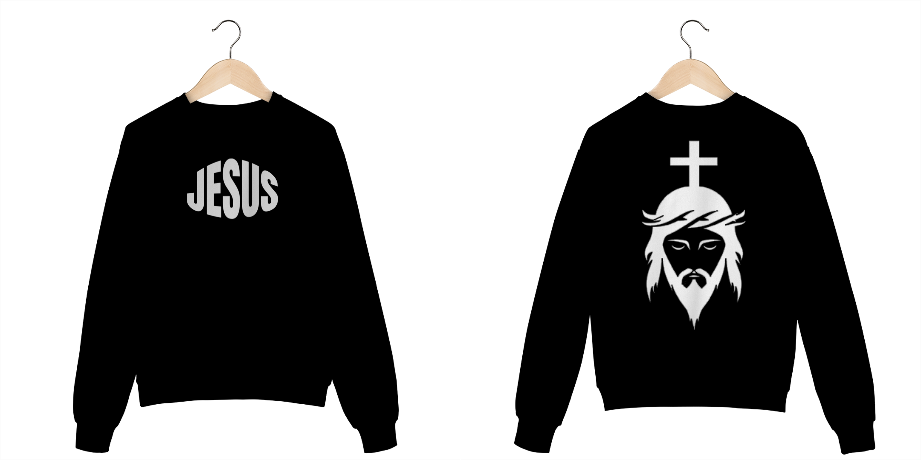 Nome do produto: Moletom fechado confort, Frente: JESUS; Costas: Ícone