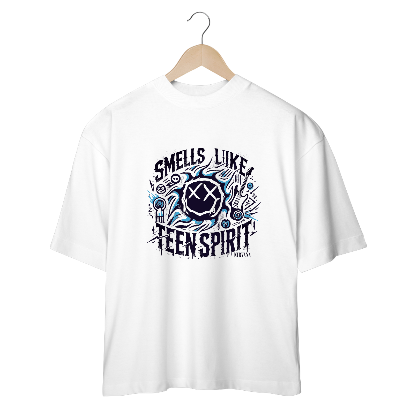 Nome do produto: Camiseta Oversized Smells Like Teen Spirit