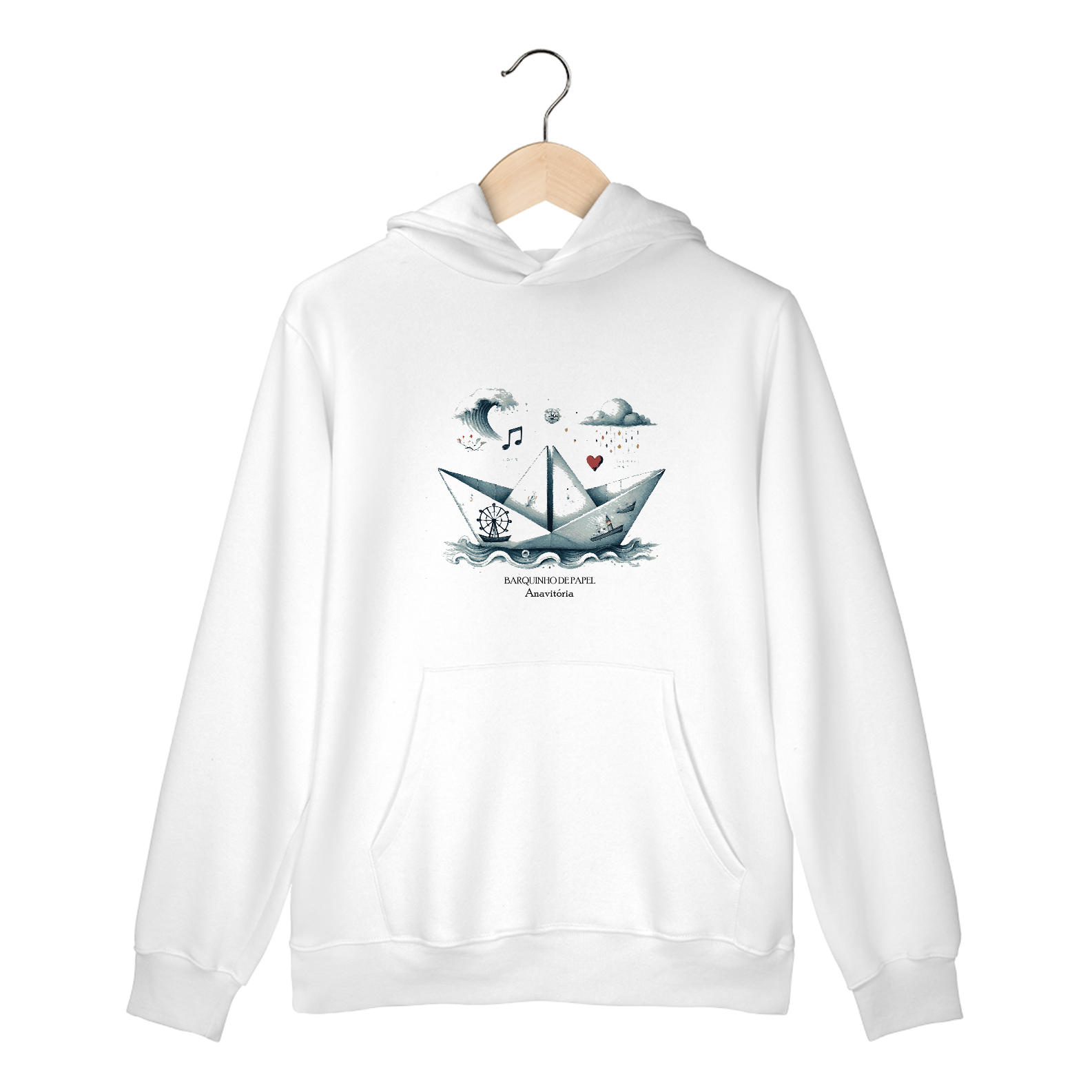 Nome do produto: Moletom Canguru Barquinho De Papel