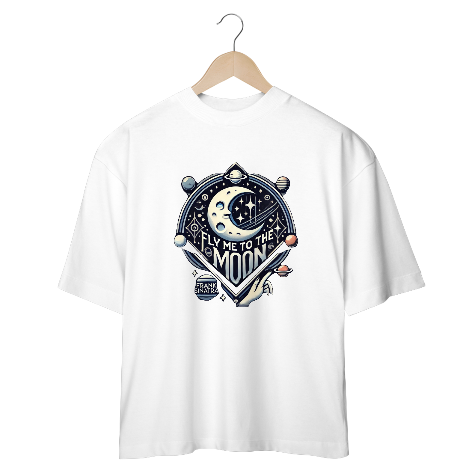 Nome do produto: Camiseta Oversized Fly Me To The Moon