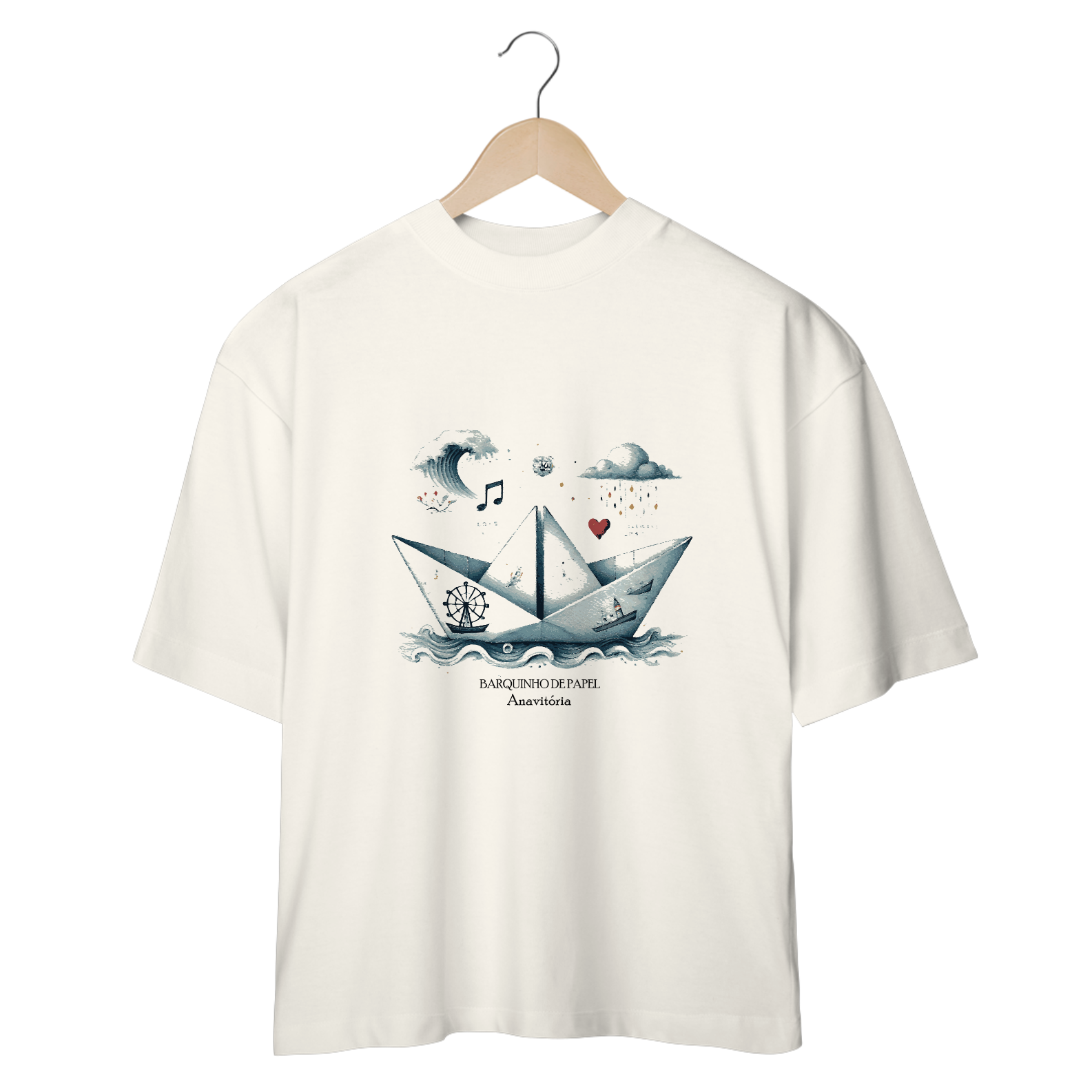 Nome do produto: Camiseta Oversized Barquinho De Papel