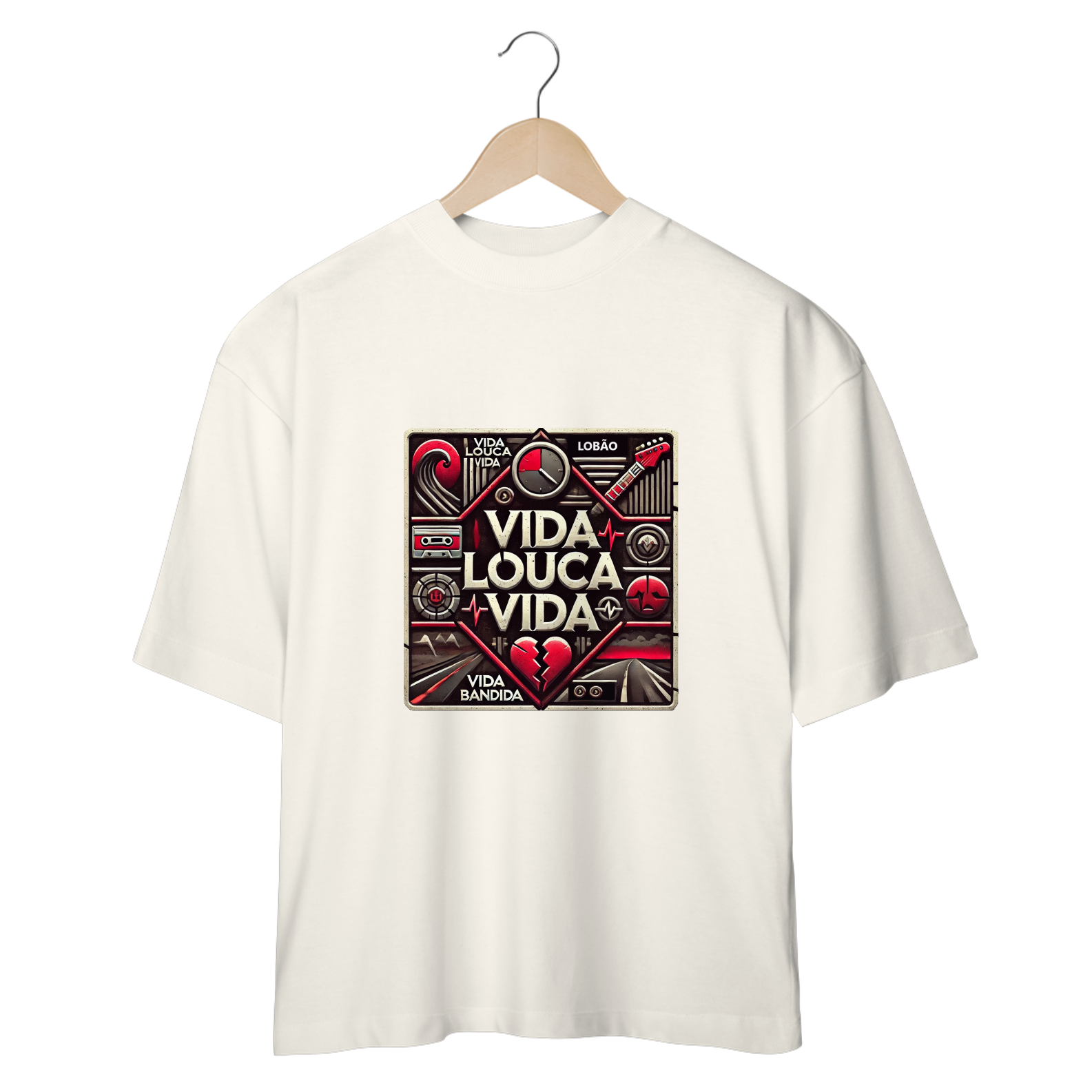 Nome do produto: Camiseta Oversized Vida Louca Vida