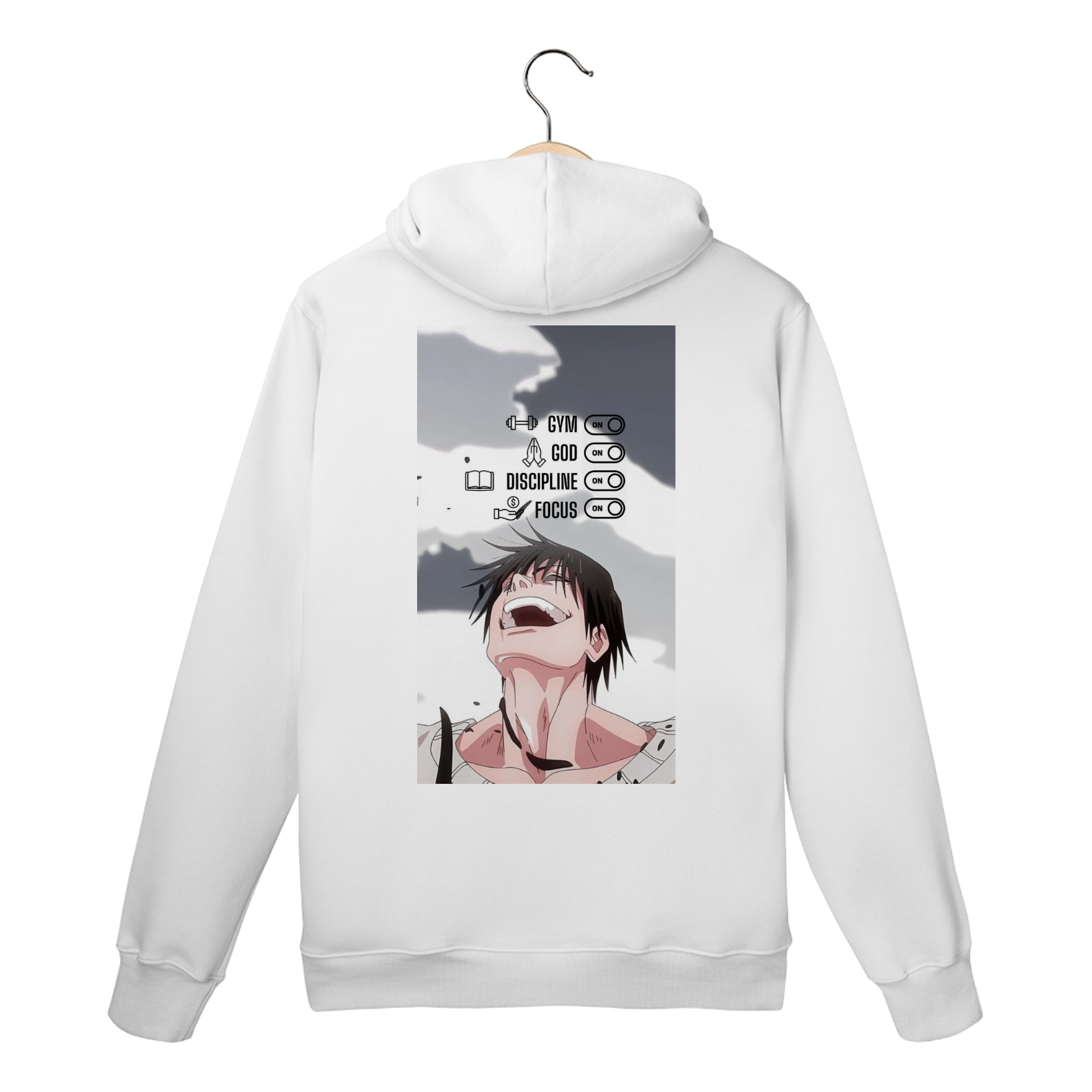 Nome do produto: Moletom Canguru Gym, God, Discipline, Focus – Drop ENFRENTE