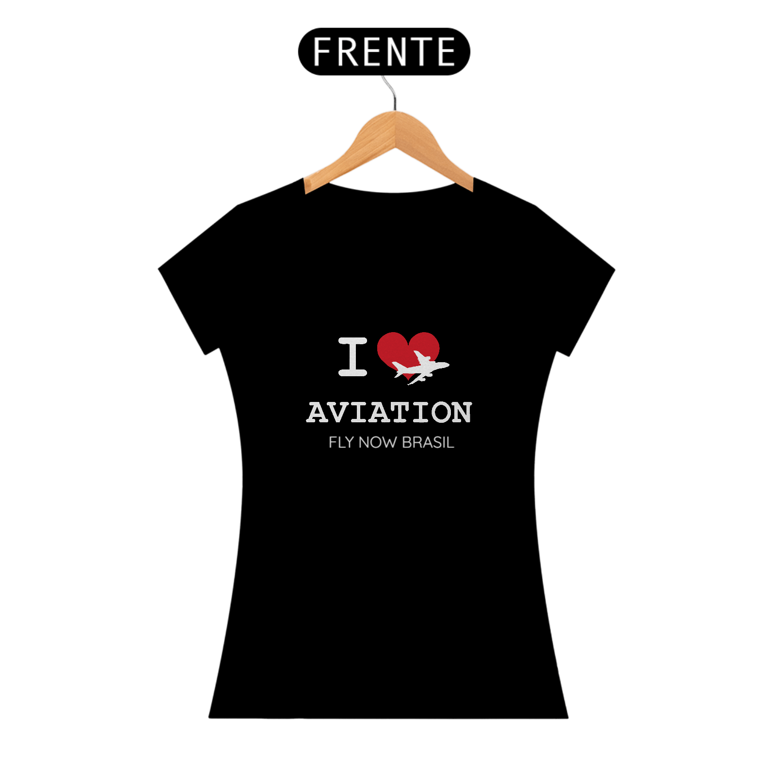 Nome do produto: Camiseta Babylook I Love Aviation Preta