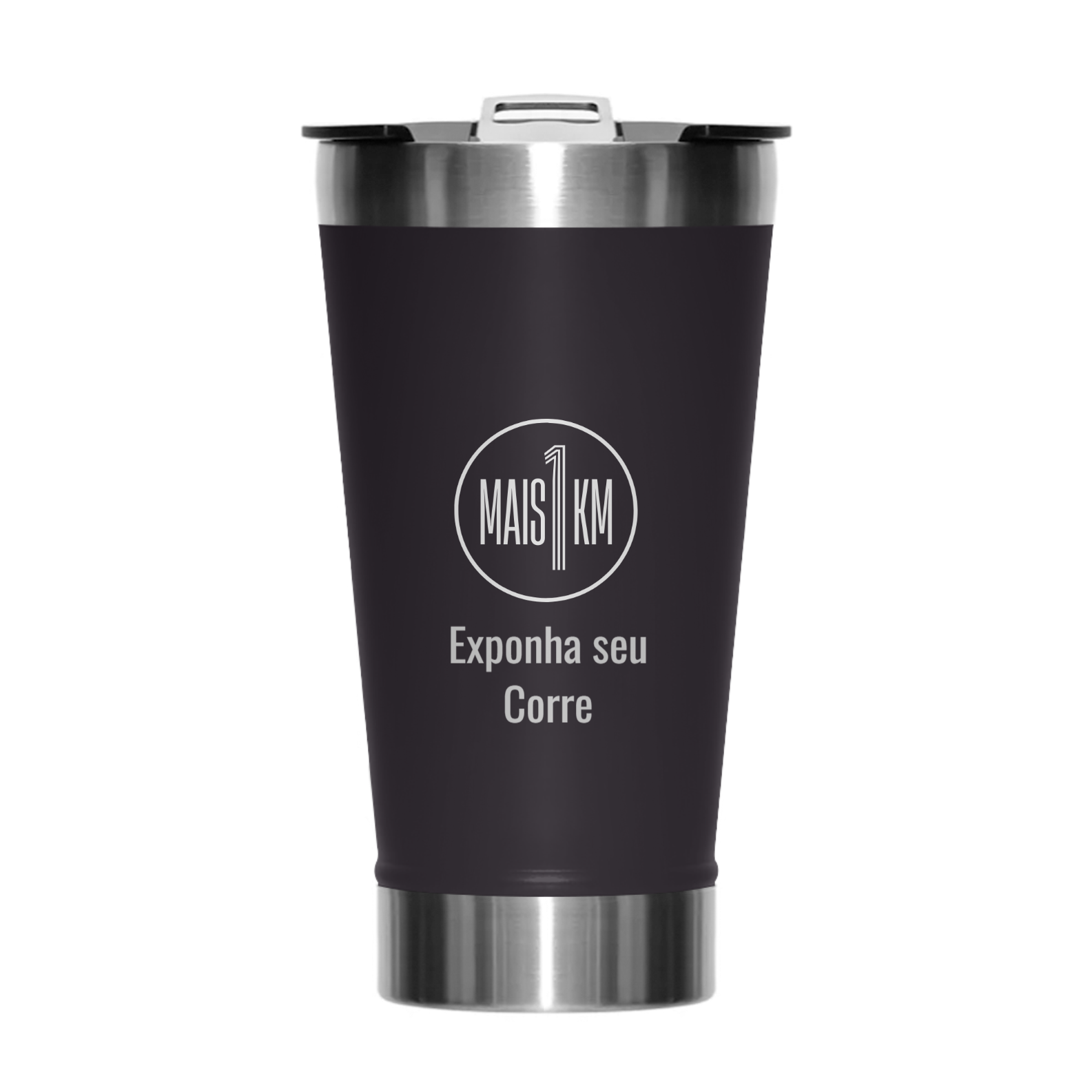 Nome do produto: Copo Térmico Mais1KM Aço Inox – Bebidas Quentes e Frias
