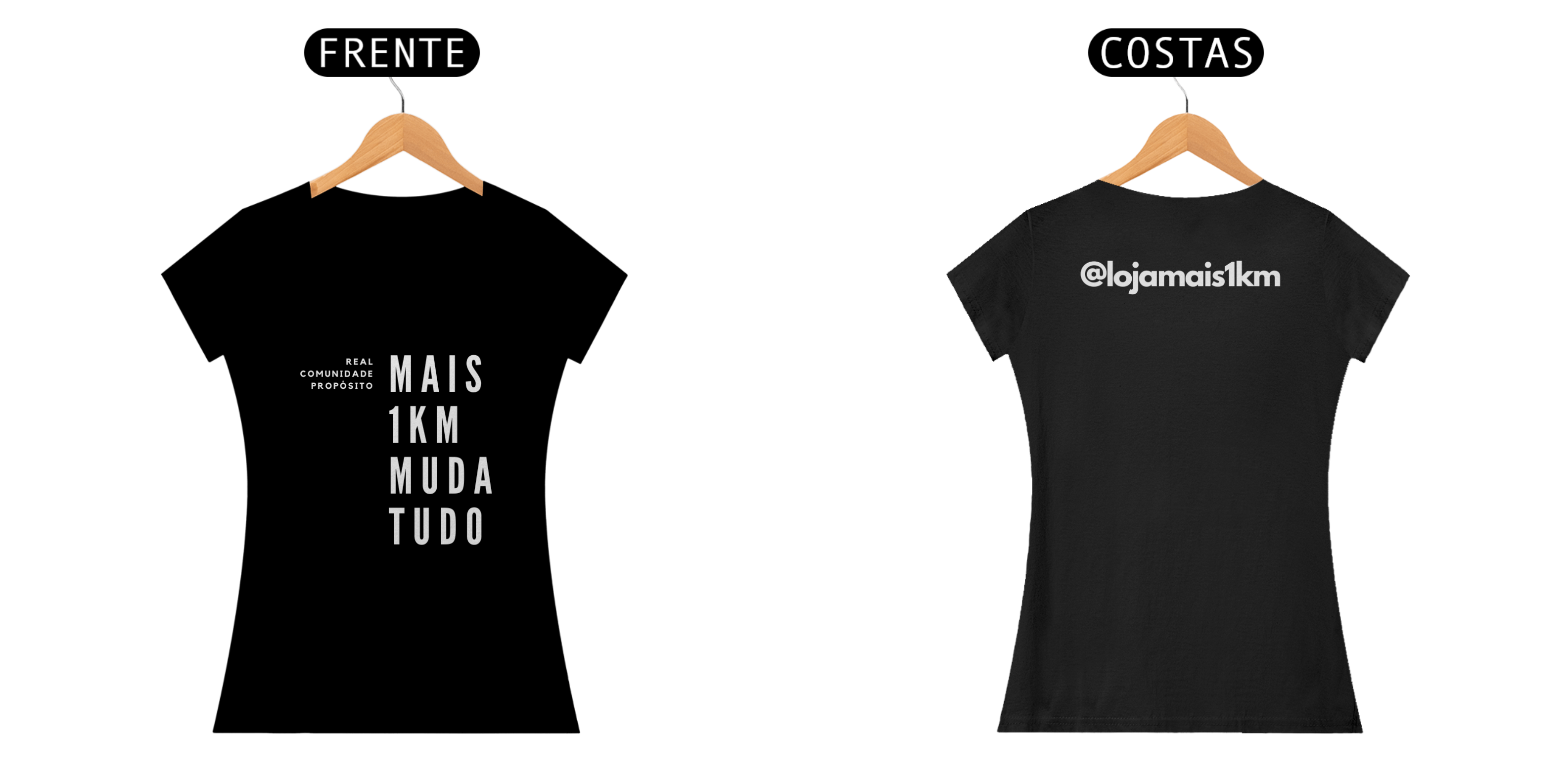 Nome do produto: Camiseta Baby Long Mais1km Muda Tudo – Algodão Prime, Edição Run Club