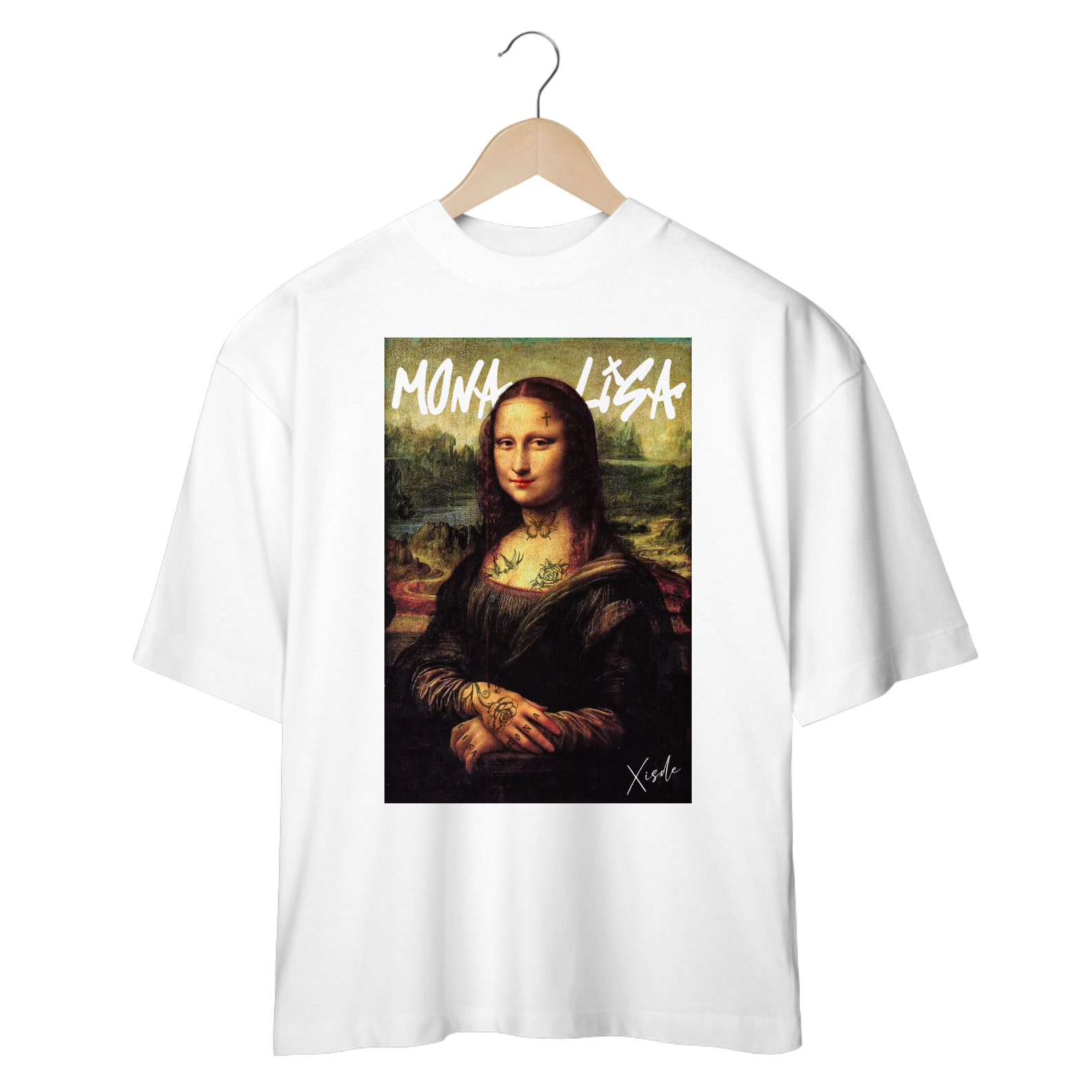 Nome do produto: Camiseta oversize - Monalisa tatuada
