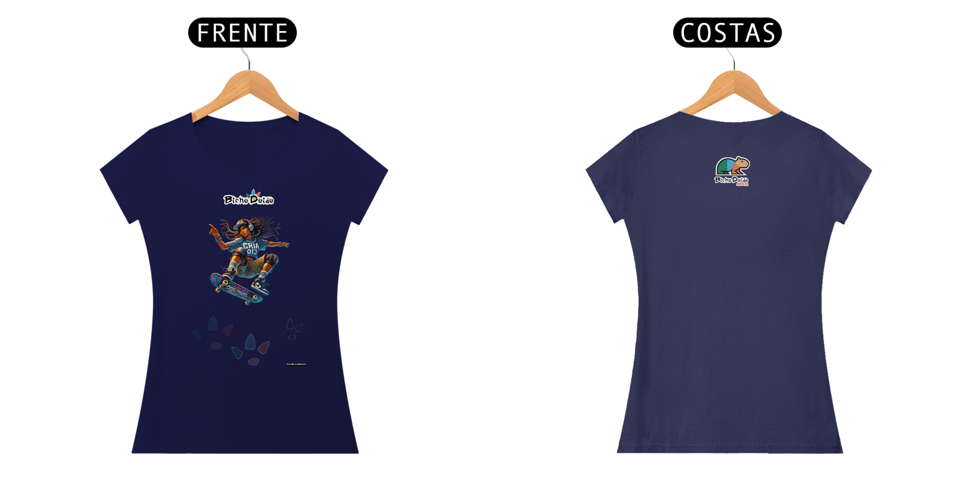 Nome do produto: Camiseta Classic,01, menina cria 013, skate, bicho doido