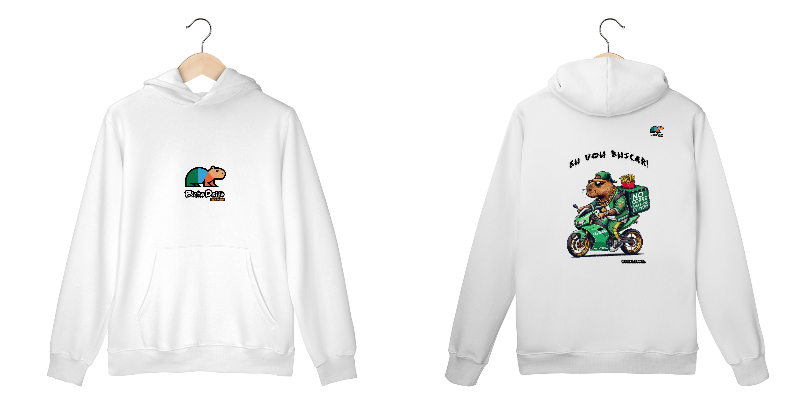 Nome do produto: Moleton Canguru, Eu vou Buscar, No corre do delivery, Bicho Doido