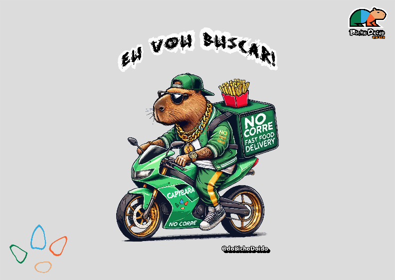 Nome do produto: Poster Paisagem, Eu vou buscar, No corre do delivery, Bicho Doido