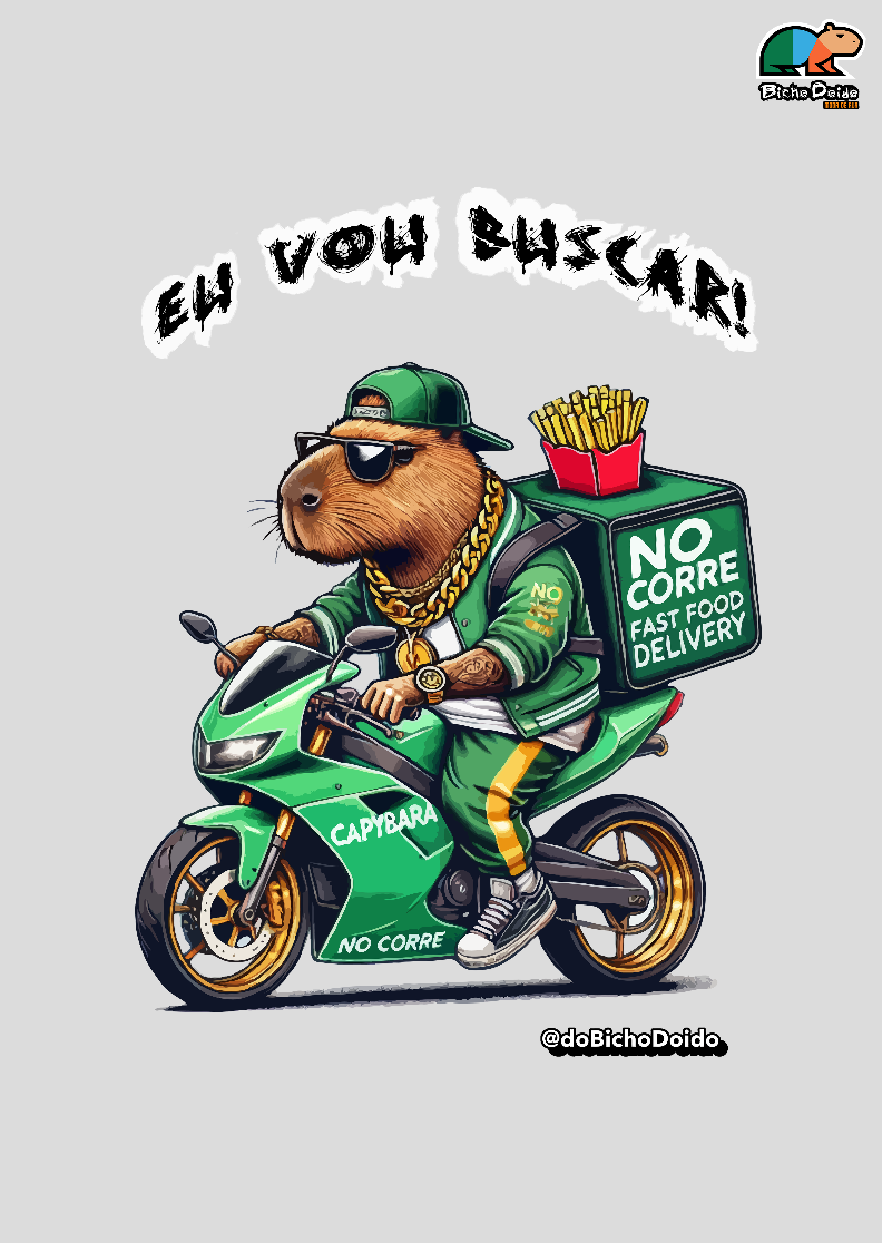 Nome do produto: Poster Retrato, Eu vou buscar, No corre do delivery, Bicho Doido