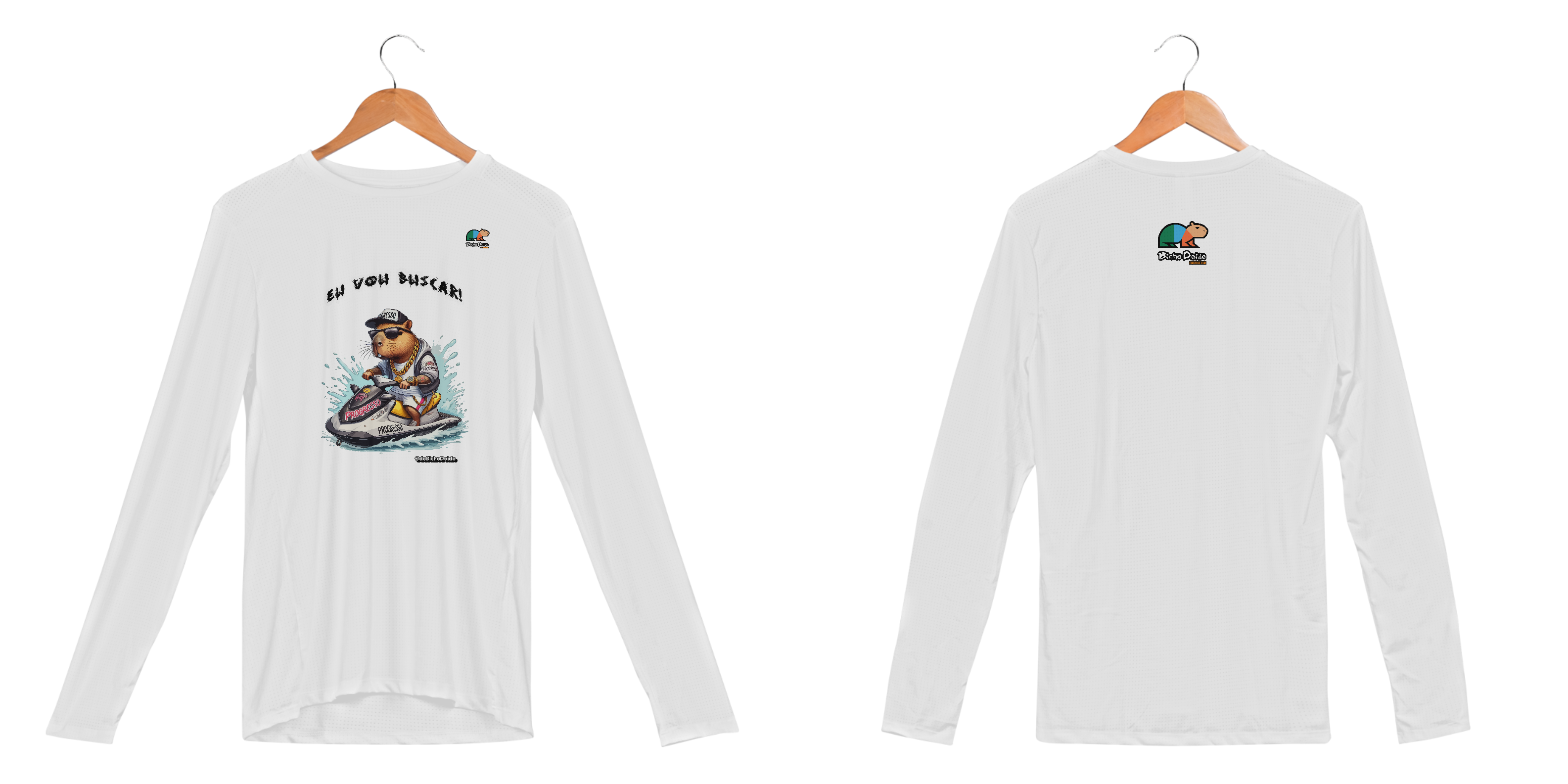 Nome do produto: Camiseta Manga Longa Sport Dry UV, Na onda do Jetsky, No corre do delivery, Bicho Doido