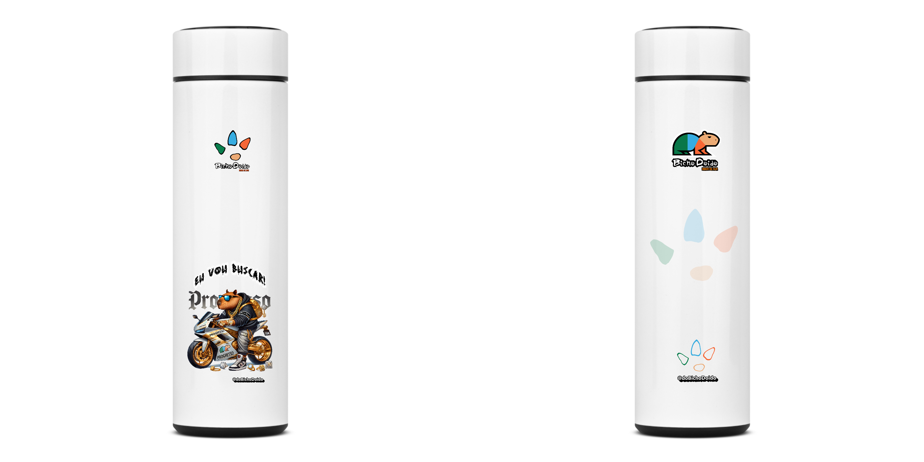 Nome do produto: Garrafa Termica, Eu vou buscar, De foguetão prateado, Bicho Doido