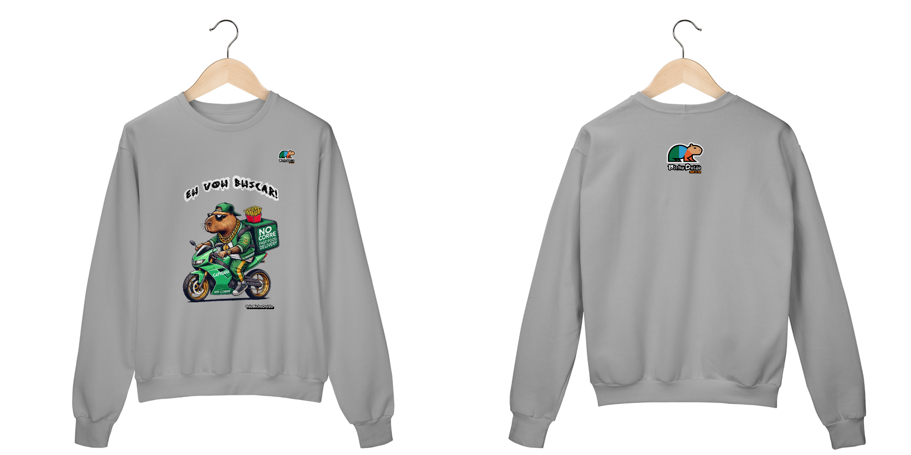Nome do produto: Moleton Blusão, Eu vou Buscar, No corre do delivery, Bicho Doido