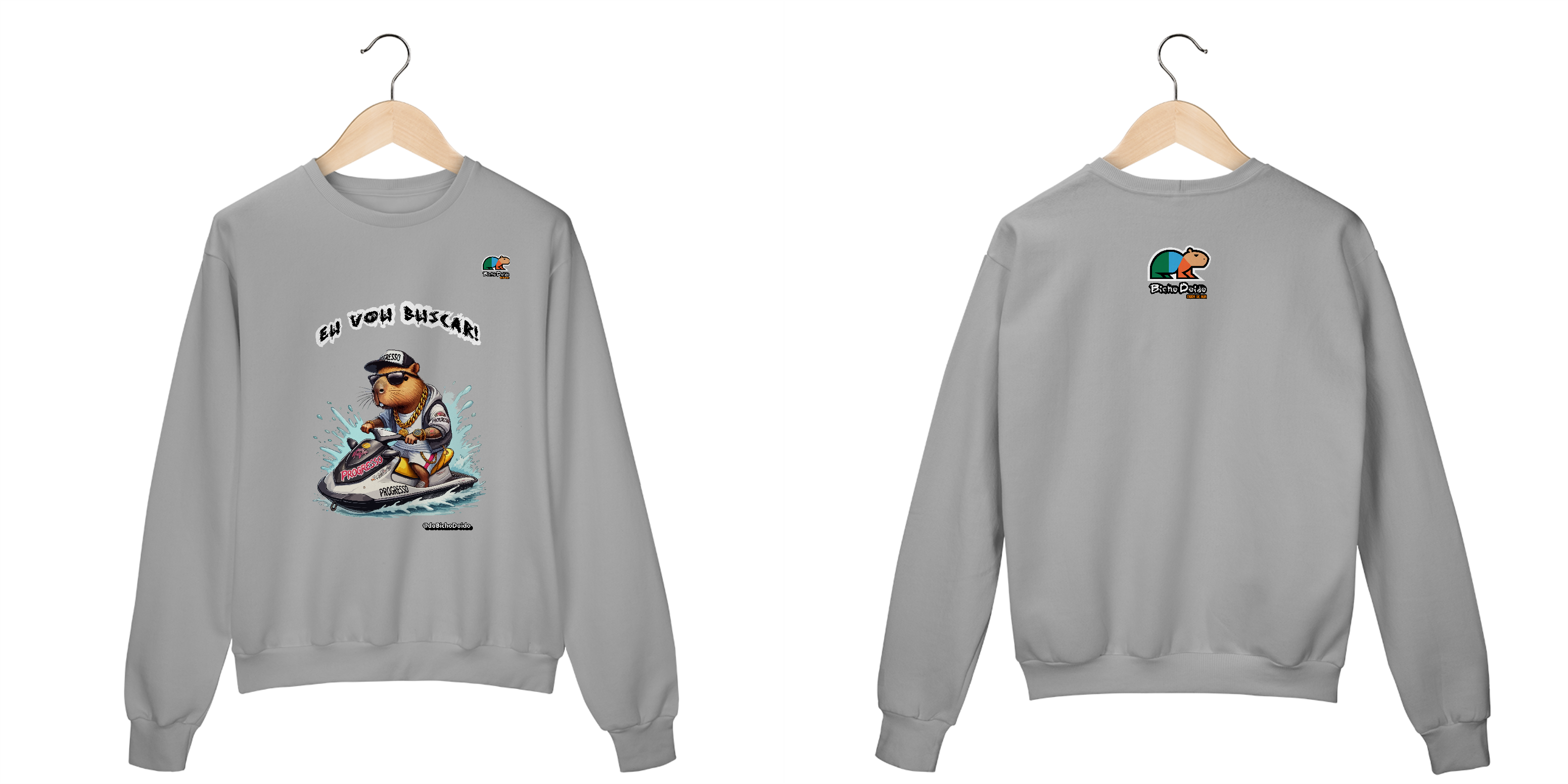 Nome do produto: Moleton Blusão, Eu vou Buscar, Na onda do Jetsky, Bicho Doido