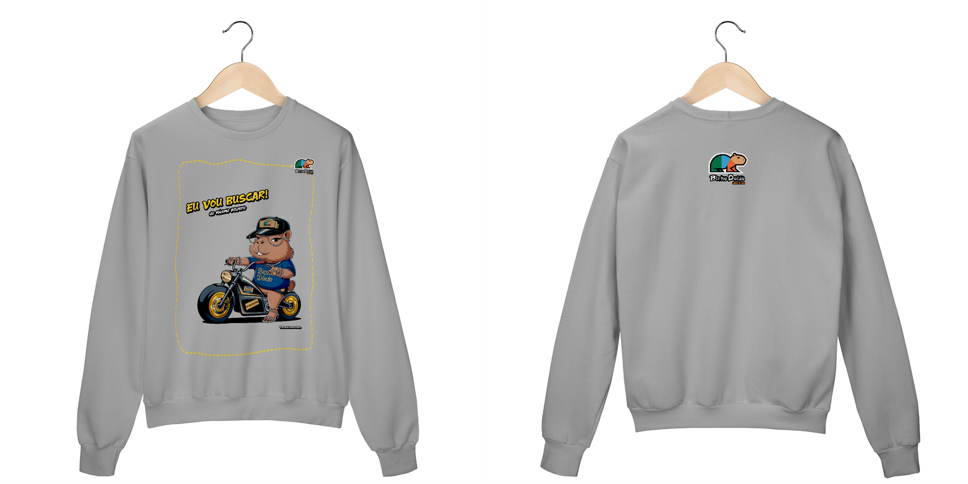 Nome do produto: Moleton Blusão, Eu vou Buscar, No pique da estradeira, Bicho Doido