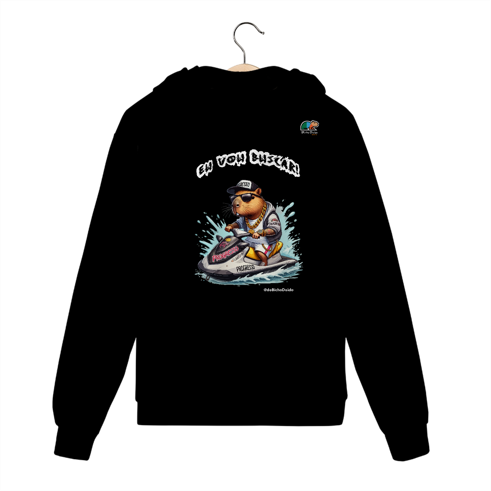 Nome do produto: Moleton com Ziper, Eu vou buscar, Na onda do Jetsky, Bicho Doido