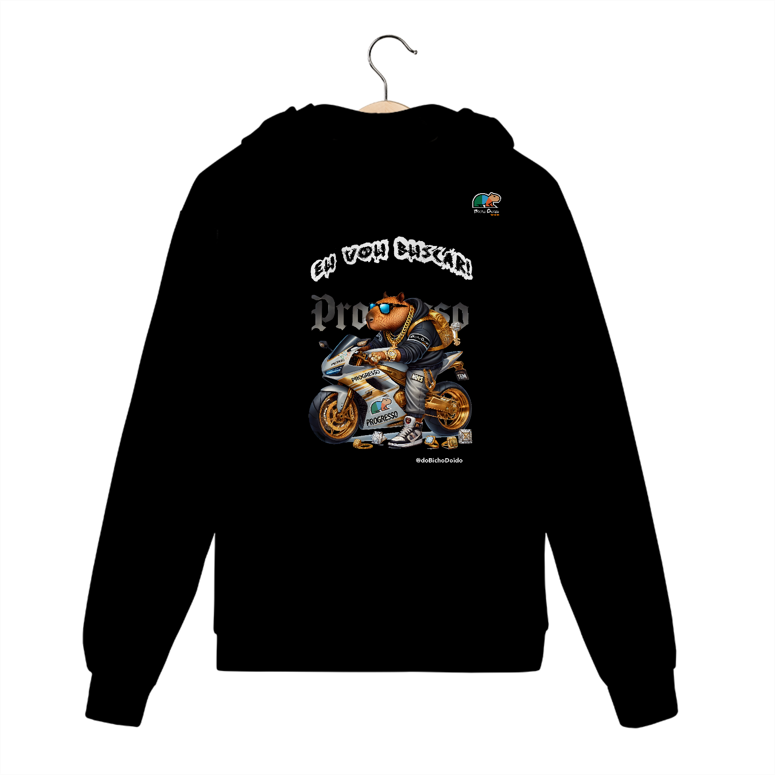 Nome do produto: Moleton com Ziper, Eu vou buscar, De foguetão prateado, Bicho Doido