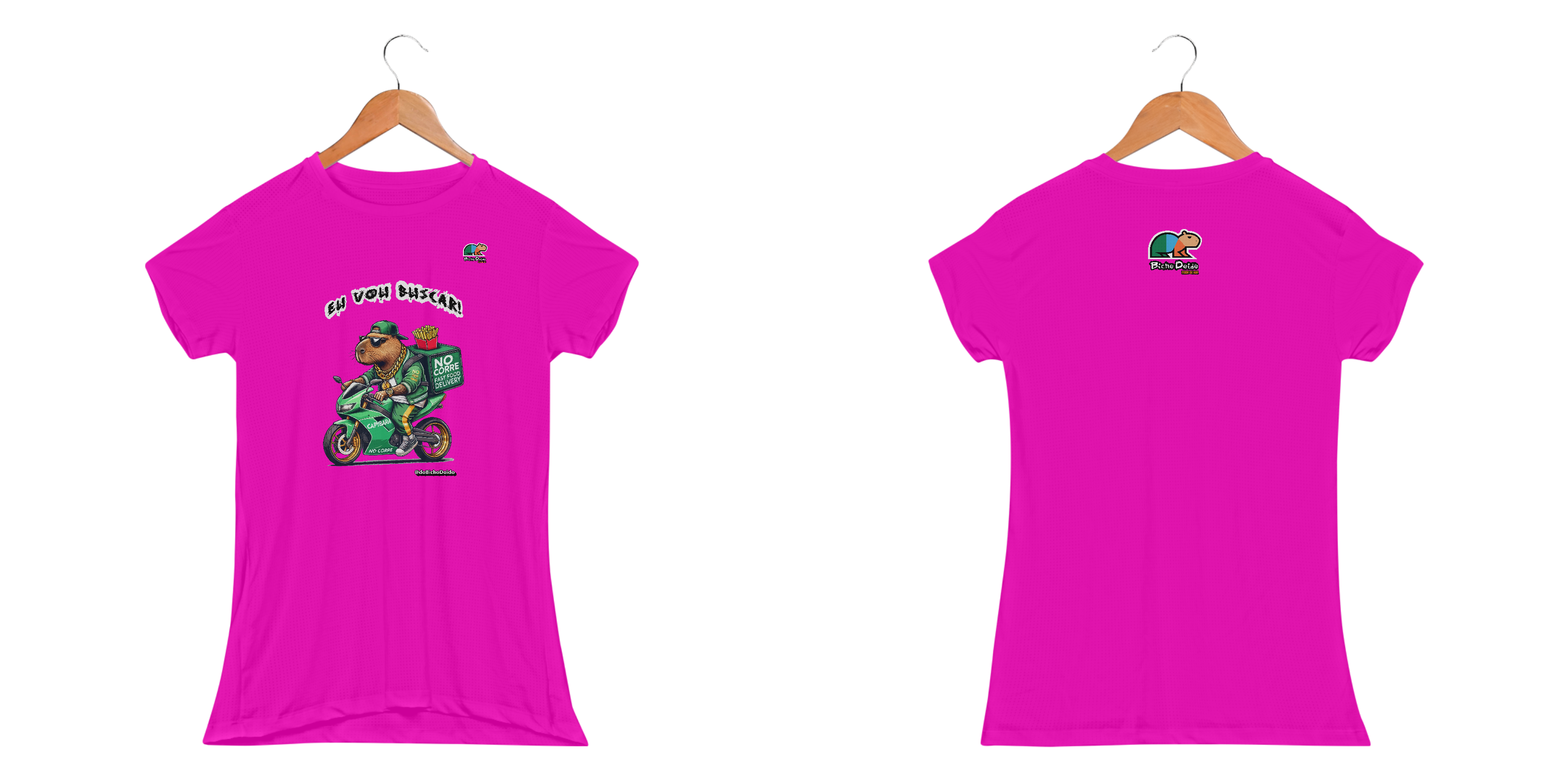 Nome do produto: Camiseta Baby Long Sport Dry UV, Eu vou buscar, No corre do delivery, Bicho Doido