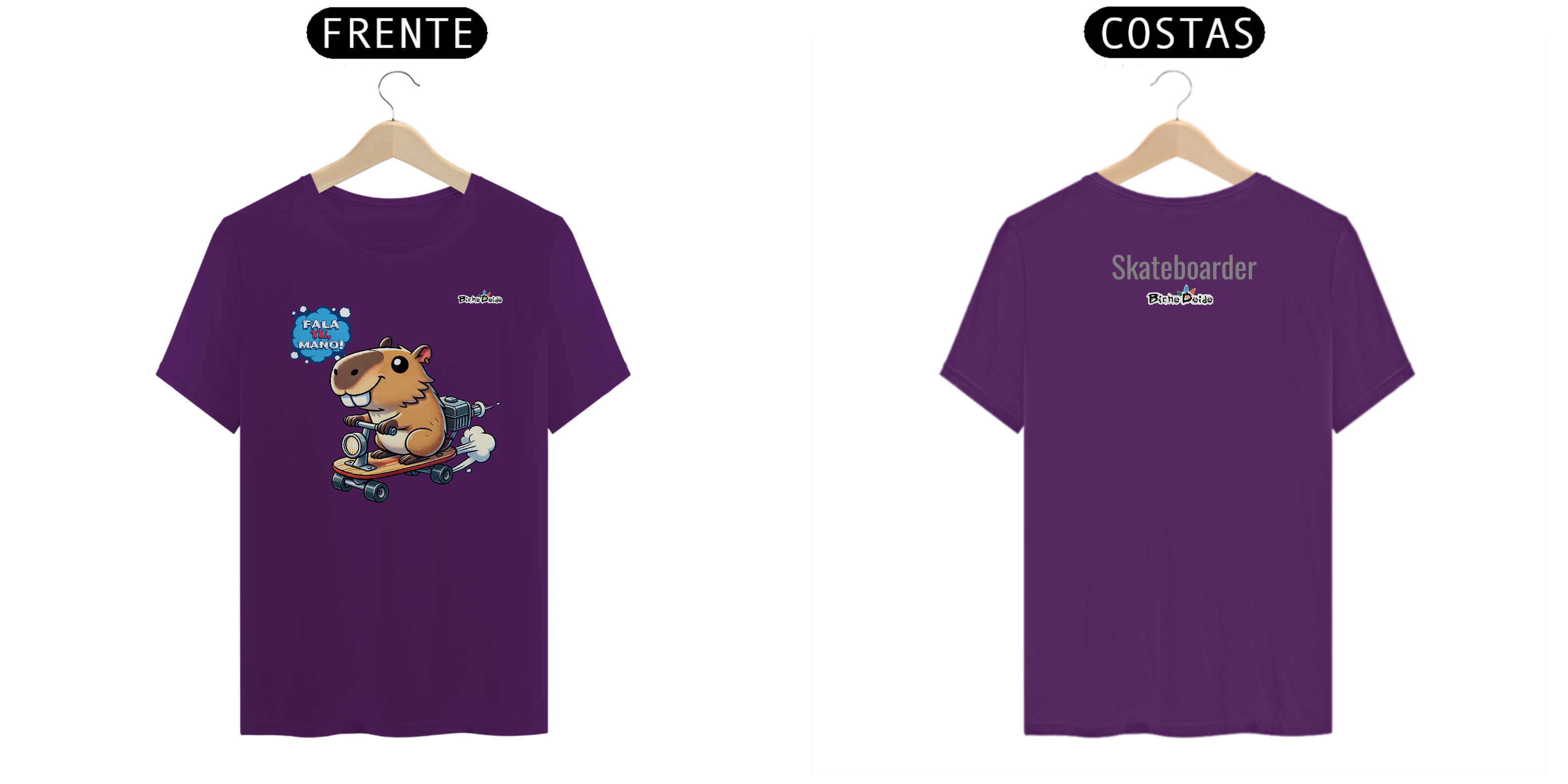 Nome do produto: Camiseta Classic, Pipiva no skate a motor, fala tu mano, Bicho Doido