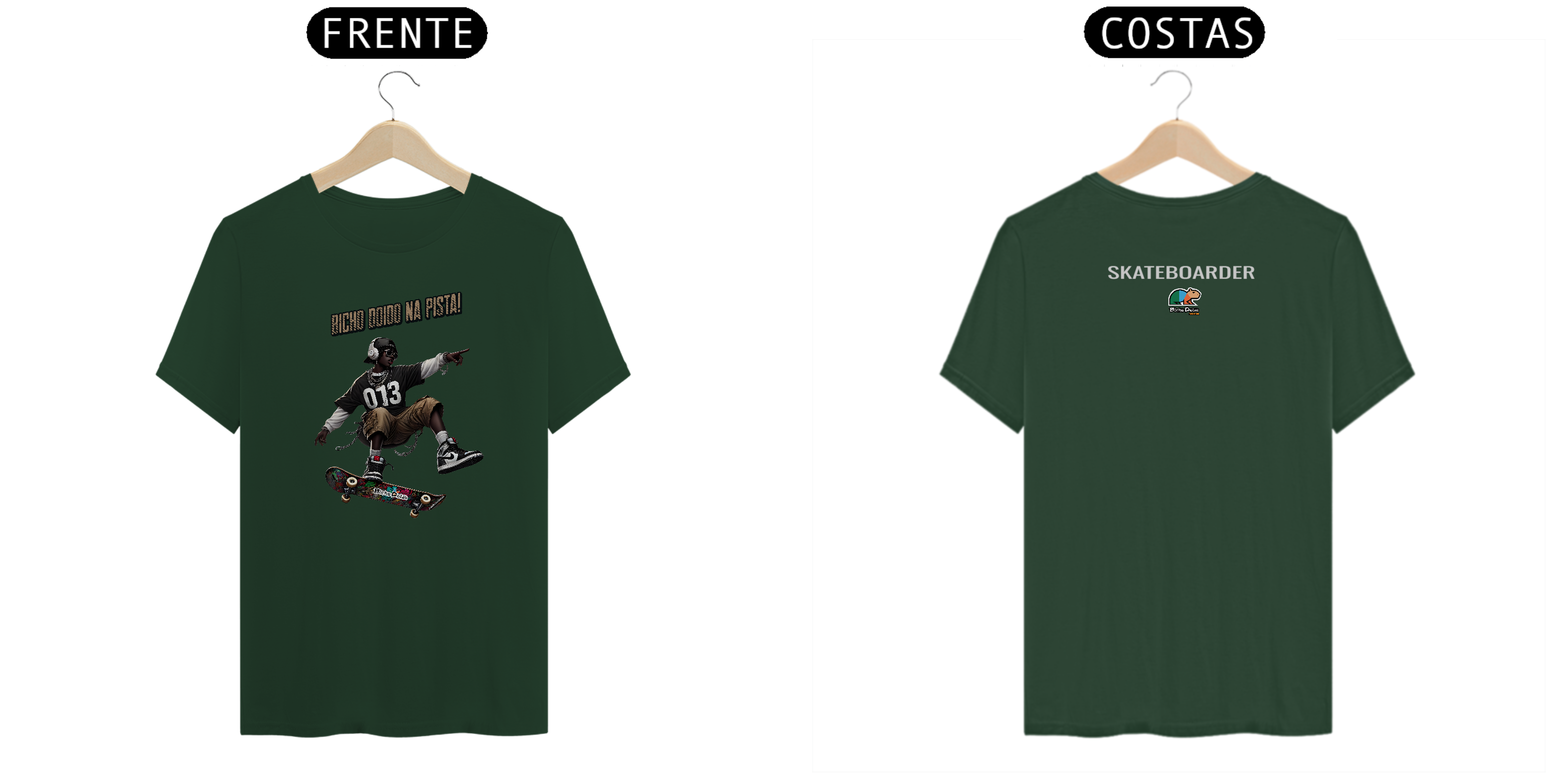 Nome do produto: Camiseta Classic, Bicho Doido na pista, skate, Bicho Doido