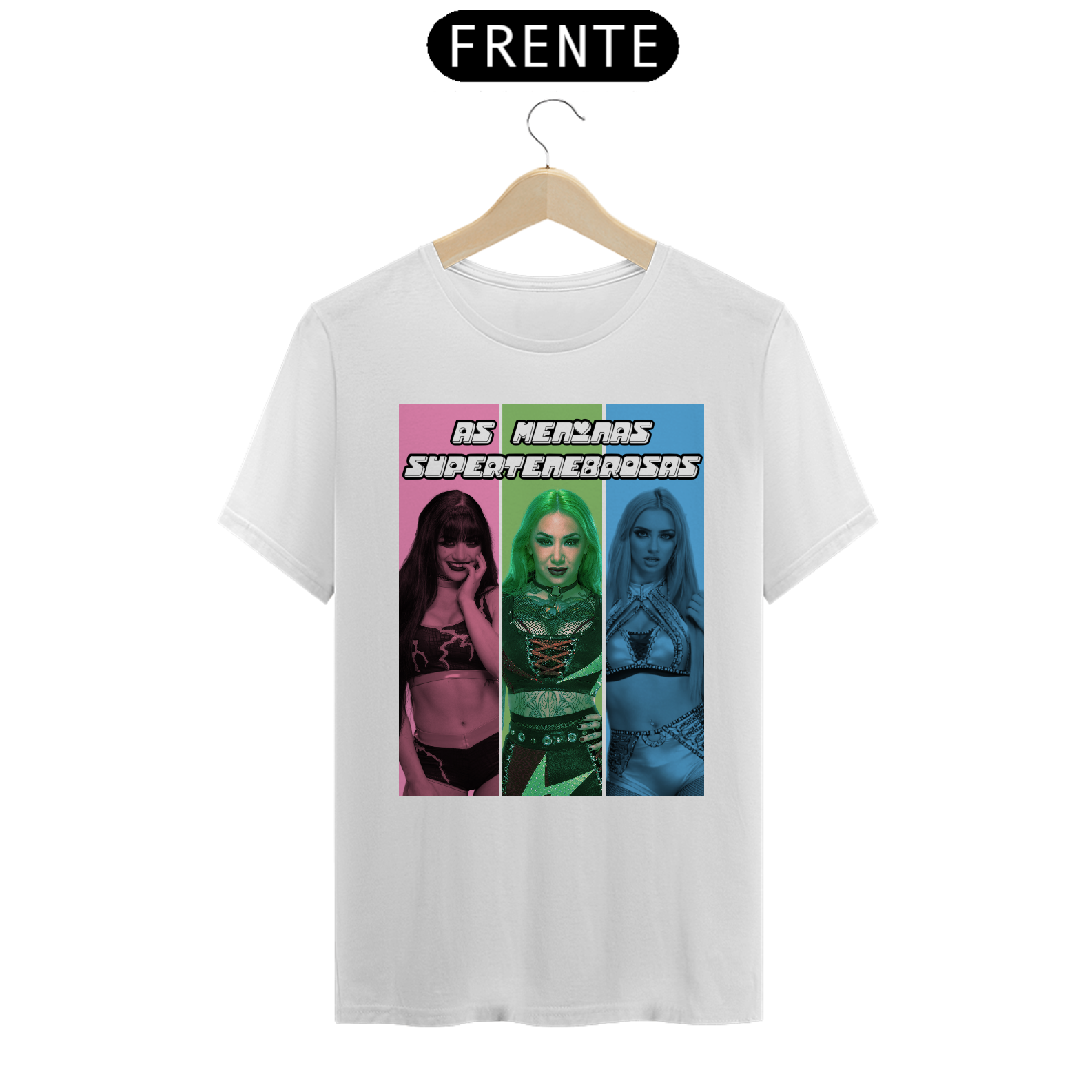 Nome do produto: Camiseta Tatum Paxley, Shotzi e Gigi Dolin - As meninas supertenebrosas