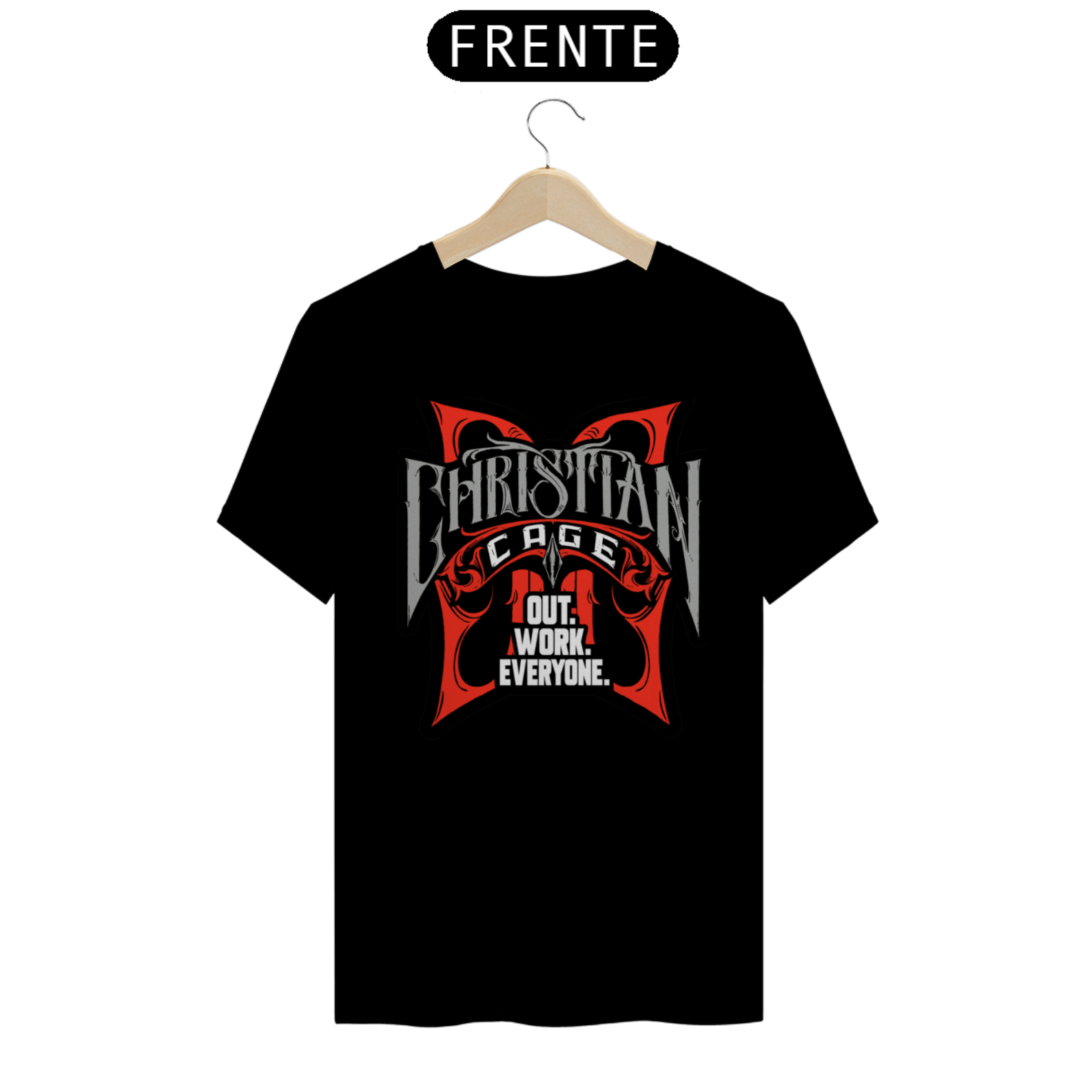 Nome do produto: Camiseta Christian Cage - Out. Work. Everyone.