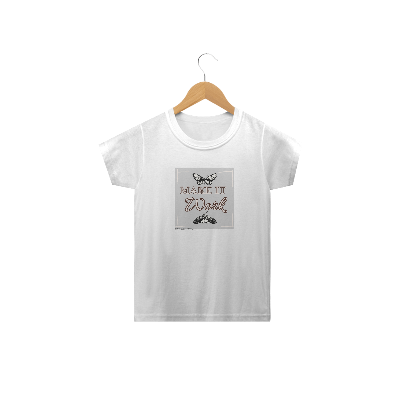 Nome do produto: Camiseta Infantil Borboleta Frase Make It Work