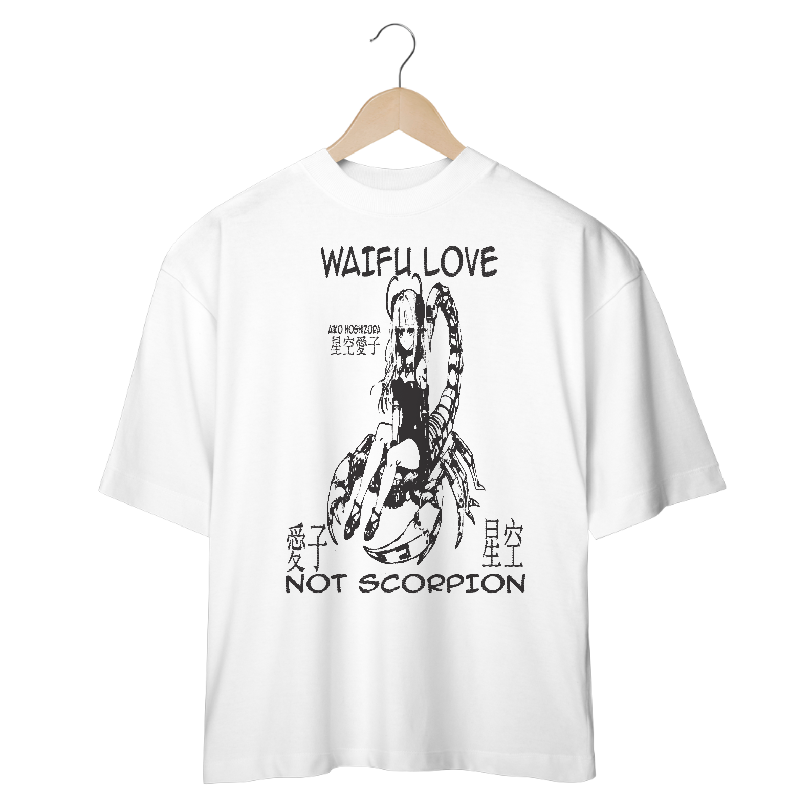 Nome do produto: Camiseta Oversized  Branca Y2K  Waifu Love