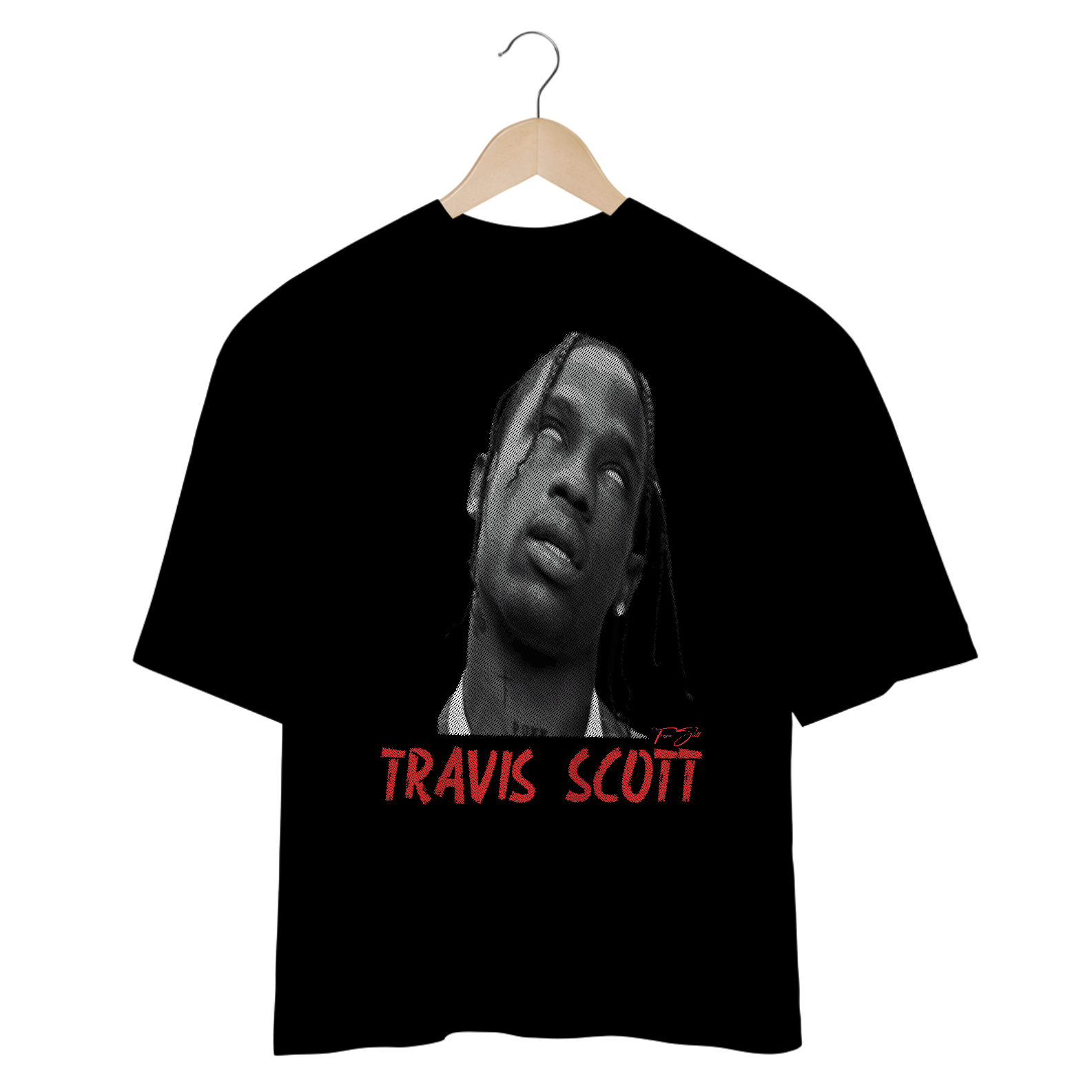 Nome do produto: Camiseta Oversized Preta Y2K, Travis Scott