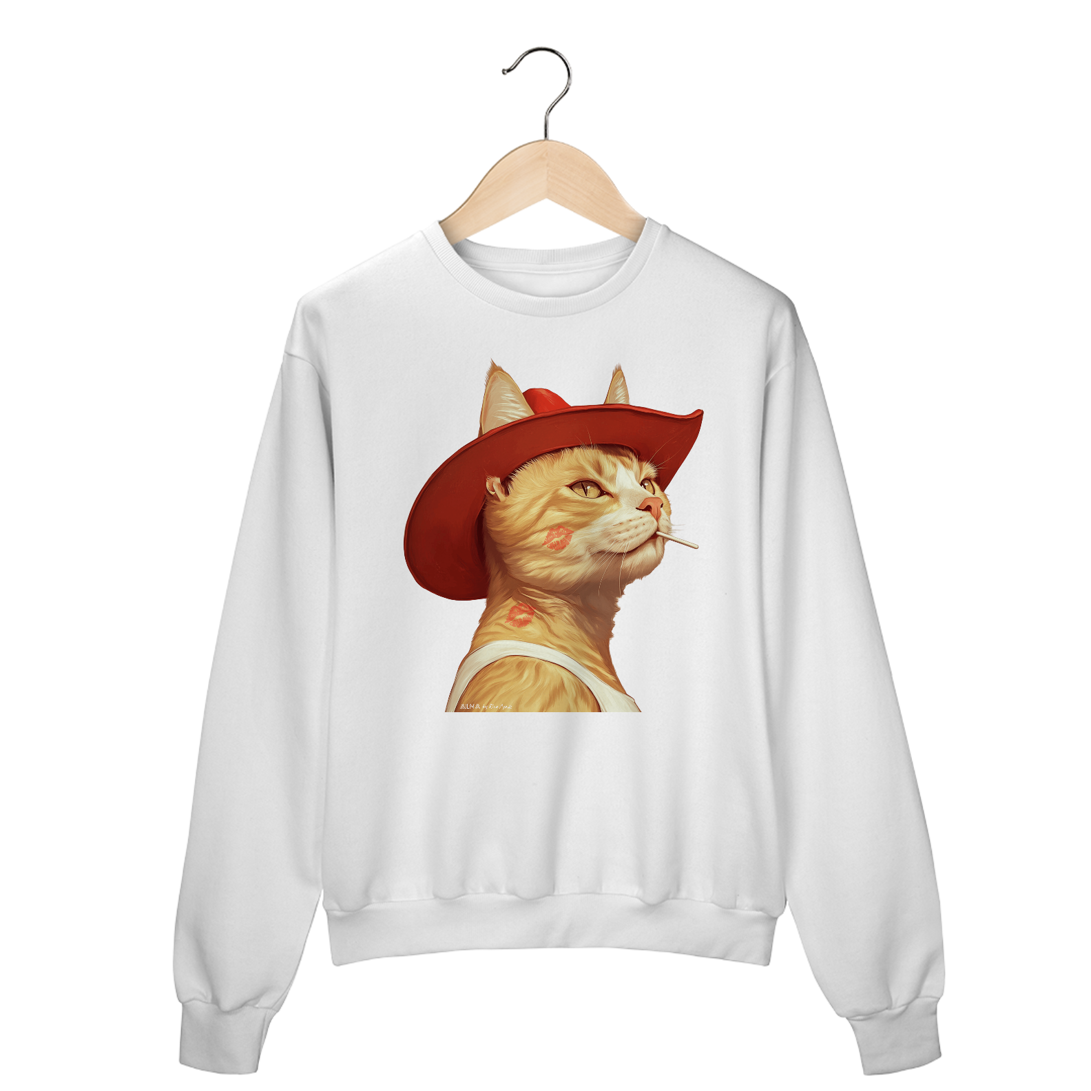 Moletom Gato Chapéu Vermelho