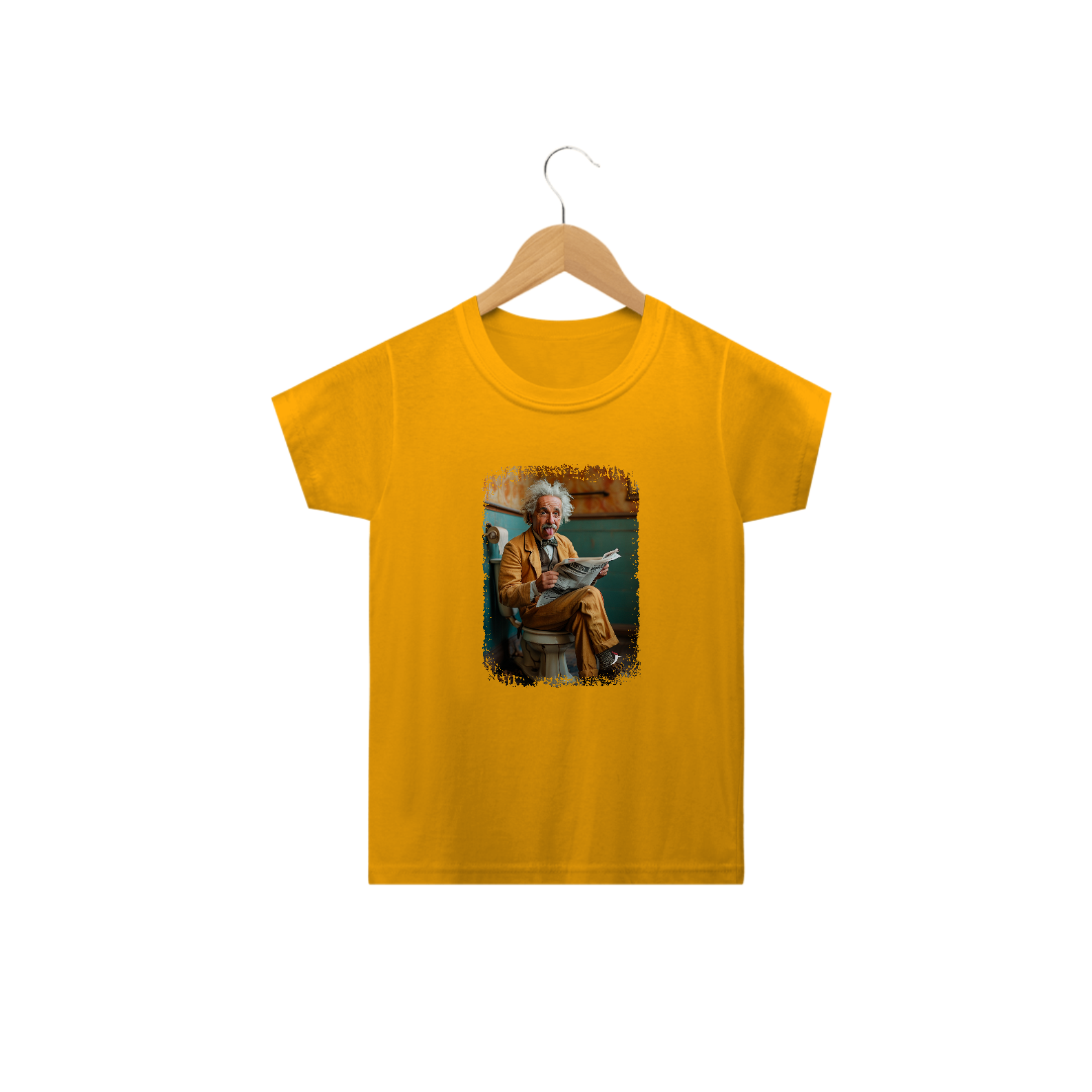 Camiseta Infantil Albert Einstein Modelo 1 - Sentado no Trono
