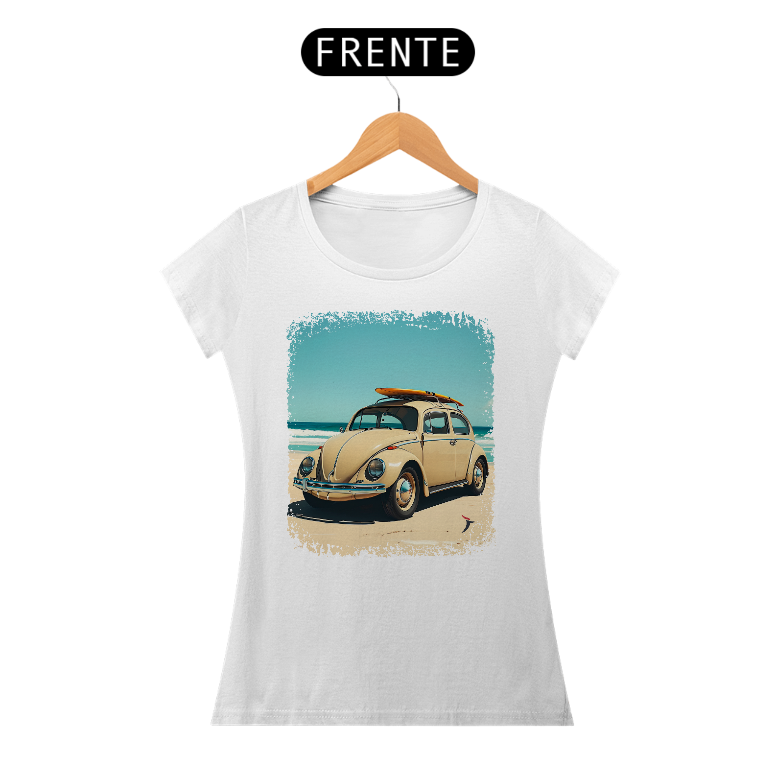 Baby Look Fusca Modelo 1 - Com uma Prancha de Surf
