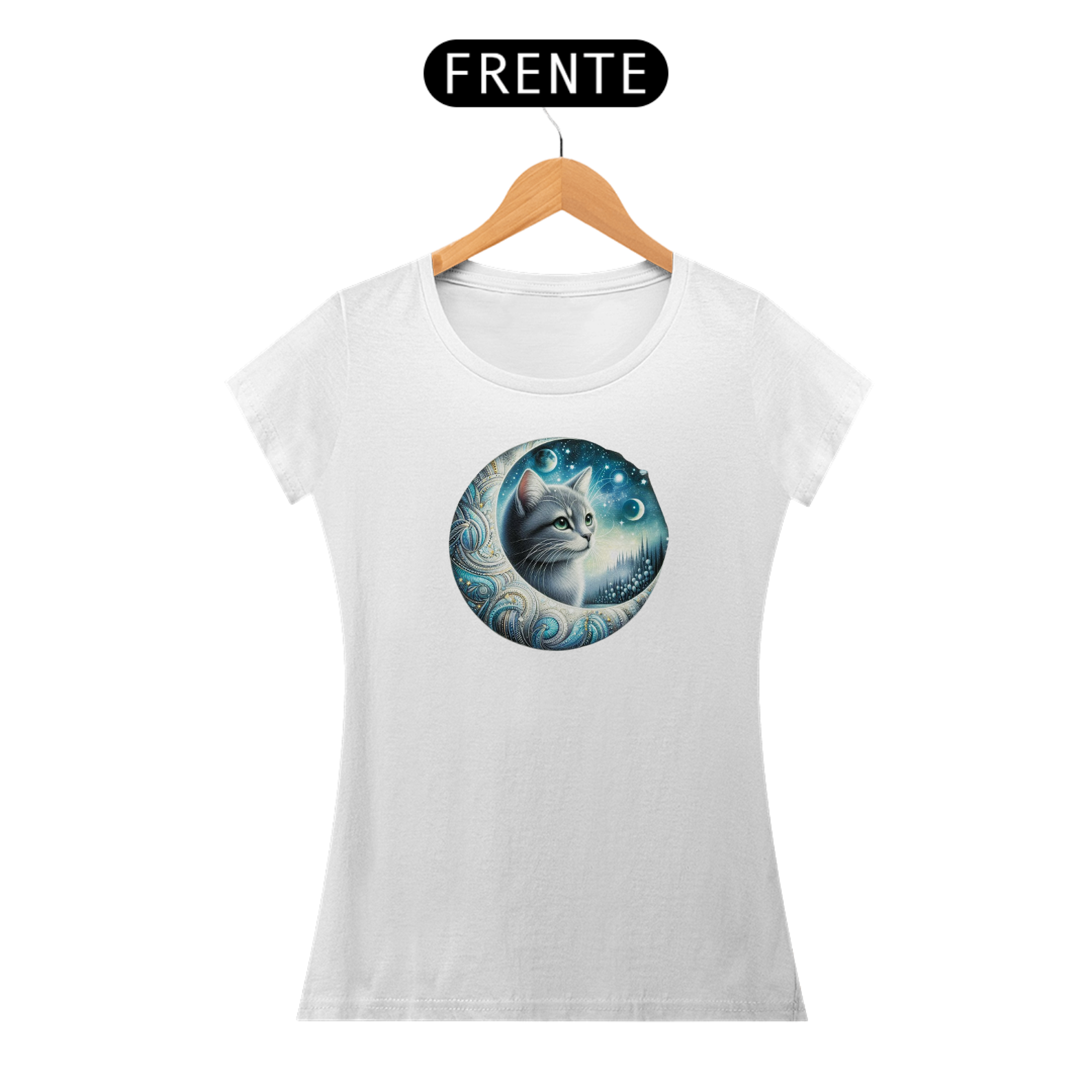 Gato Cinza Sob a Luz da Lua: Magia na Floresta 