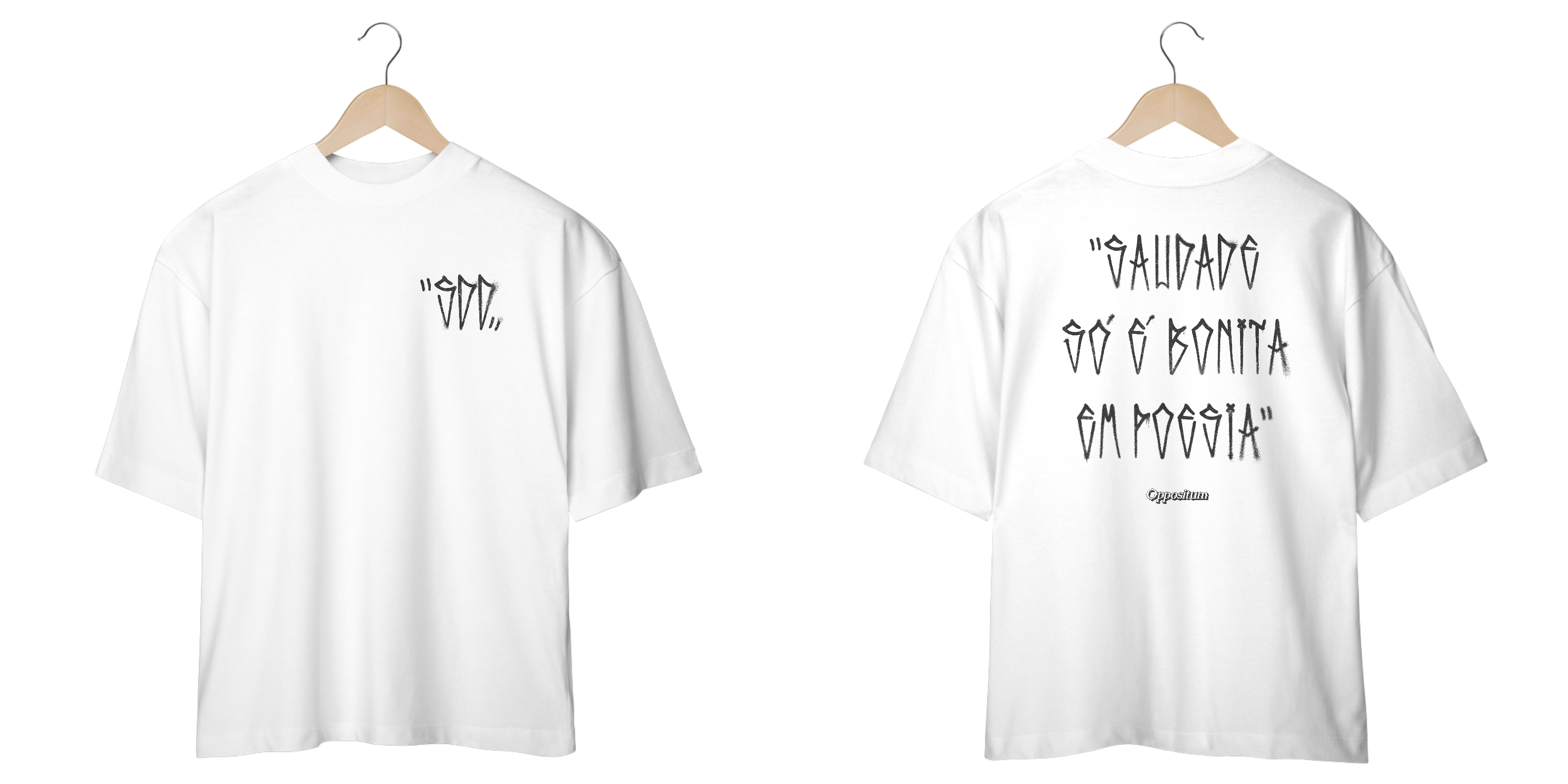 Camiseta Oversized Branca/Off - Saudade