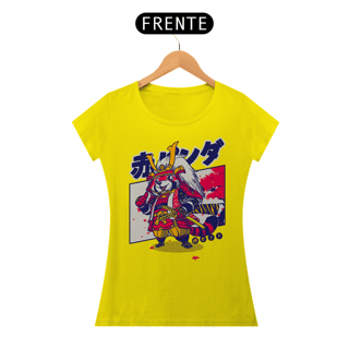 Camiseta Feminina Guaxinim Samurai Estampa Japonesa
