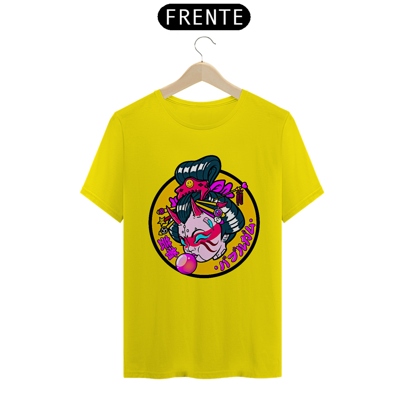 Camiseta Gueixa bola de chiclete Estampa Japonesa