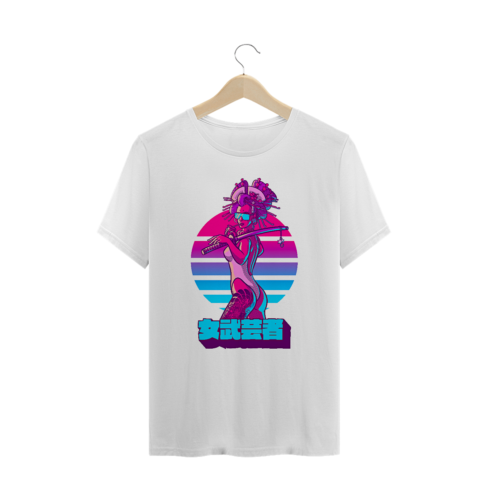 Camiseta Plus Size Traje de Banho de Guerreira Feminina Estampa Japonesa