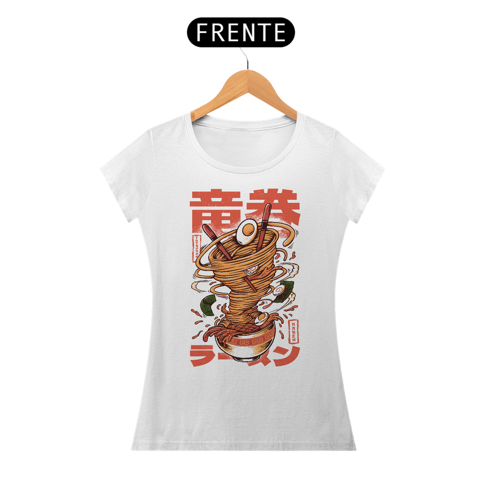 Camiseta Feminina Lámen Furação Estampa Japonesa